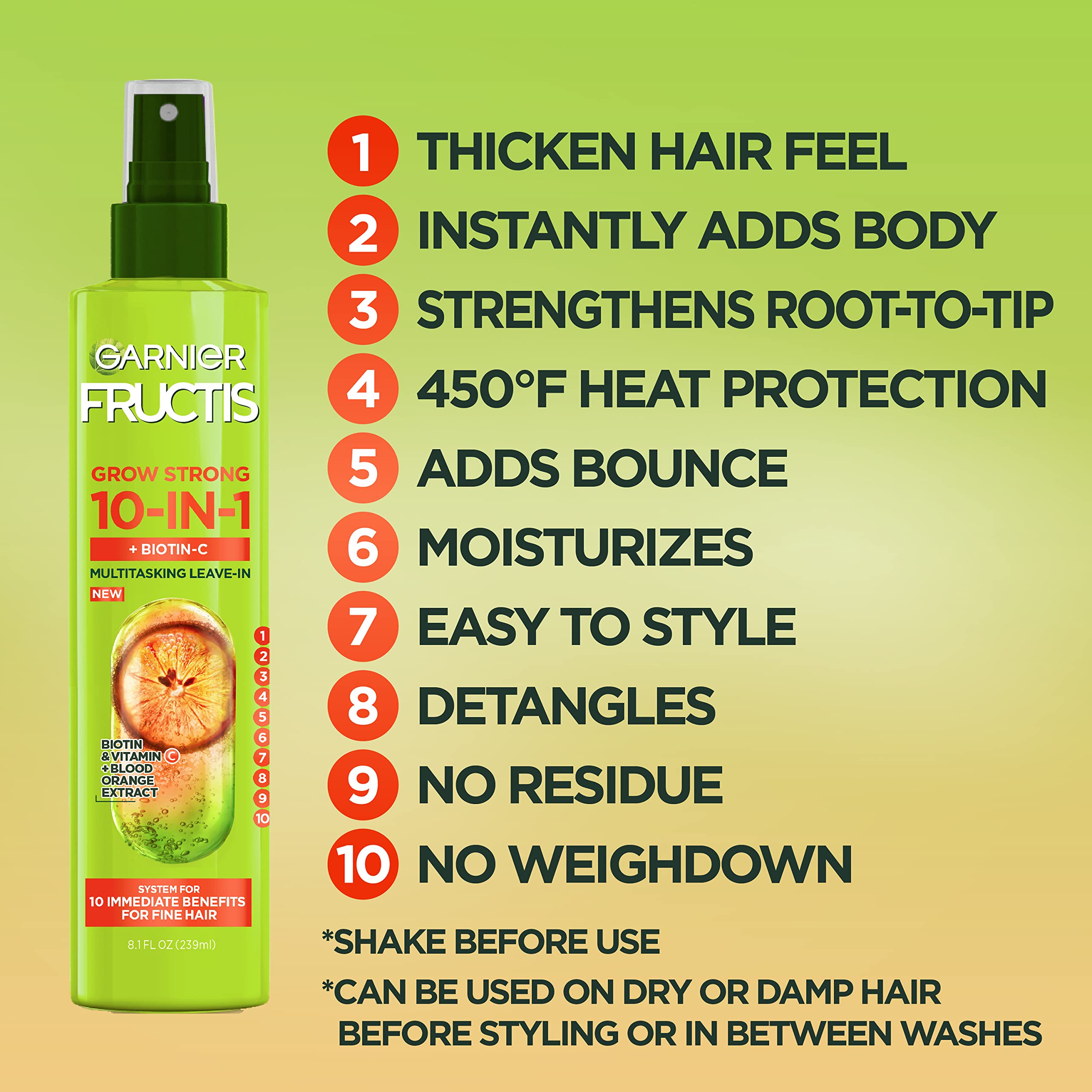 Foto 4 pulgar | Espray Espesante Garnier Fructis Grow Strong 240 Ml Biotin-c - Venta Internacional.