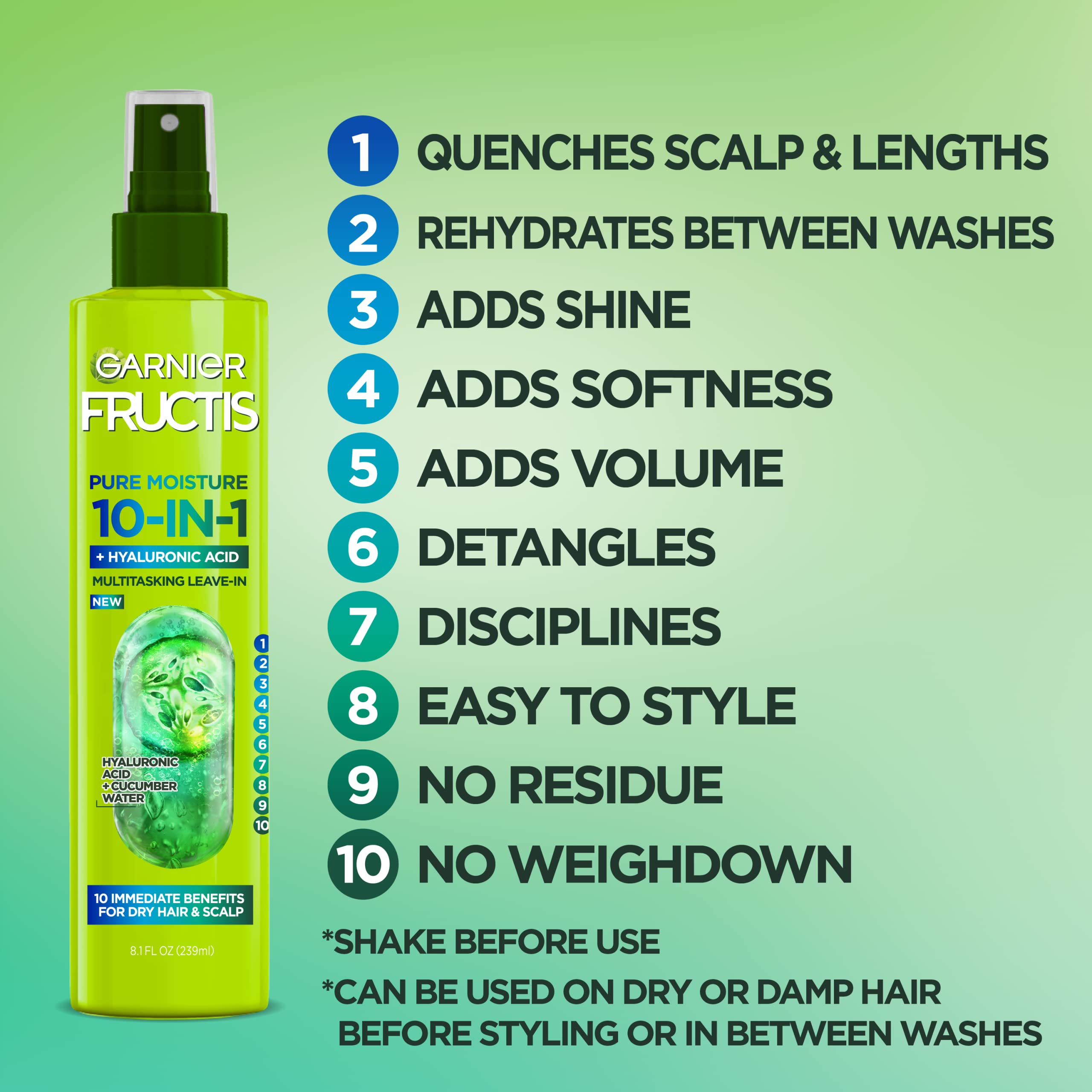 Foto 3 pulgar | Spray Garnier Fructis Pure Moisture 10 En 1 Para Cabello Seco - Venta Internacional.