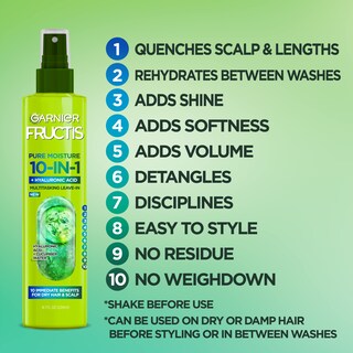 Foto 2 | Spray Garnier Fructis Pure Moisture 10 En 1 Para Cabello Seco - Venta Internacional.
