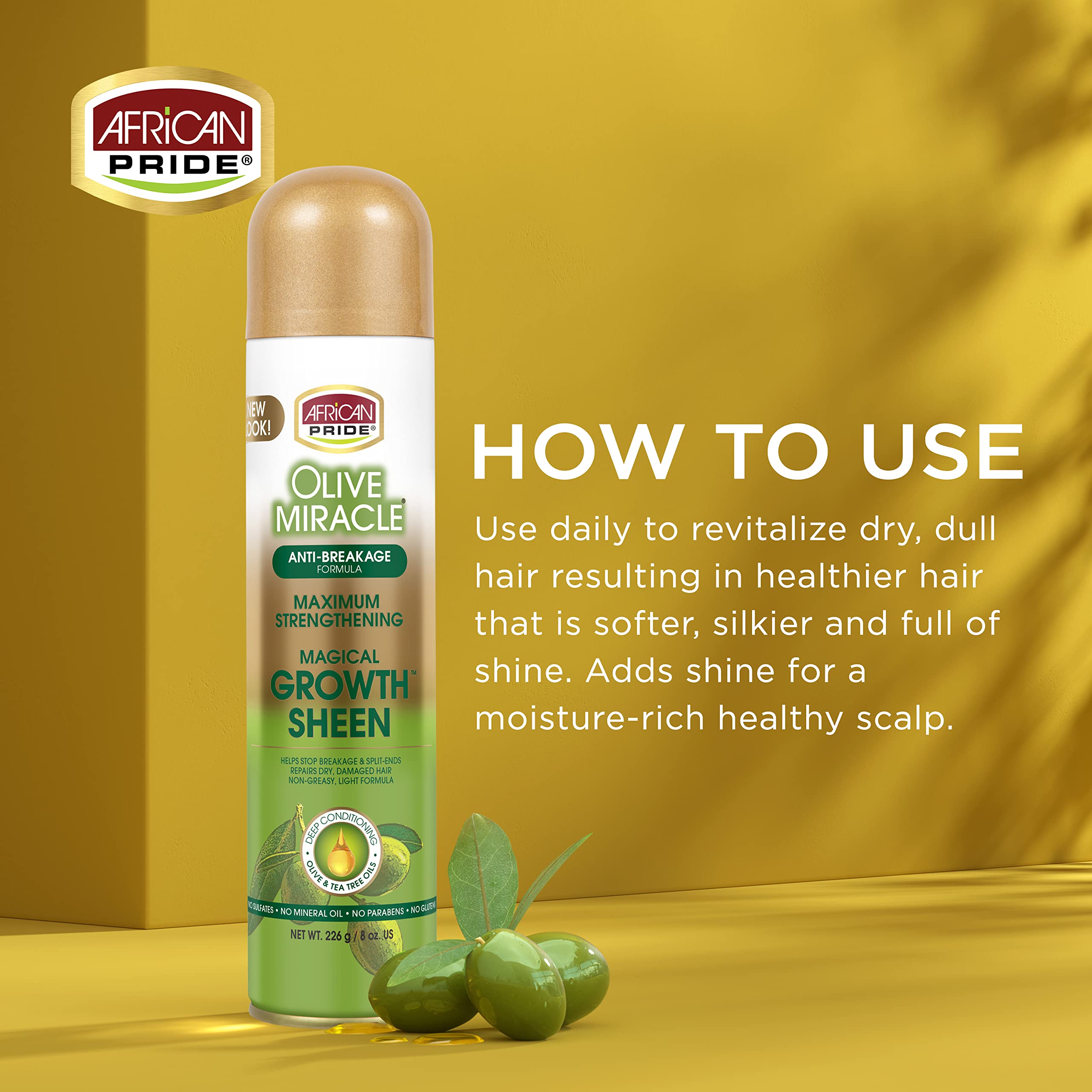 Foto 5 pulgar | Spray Para El Cabello African Pride Olive Miracle Magical Growth 240 Ml - Venta Internacional.