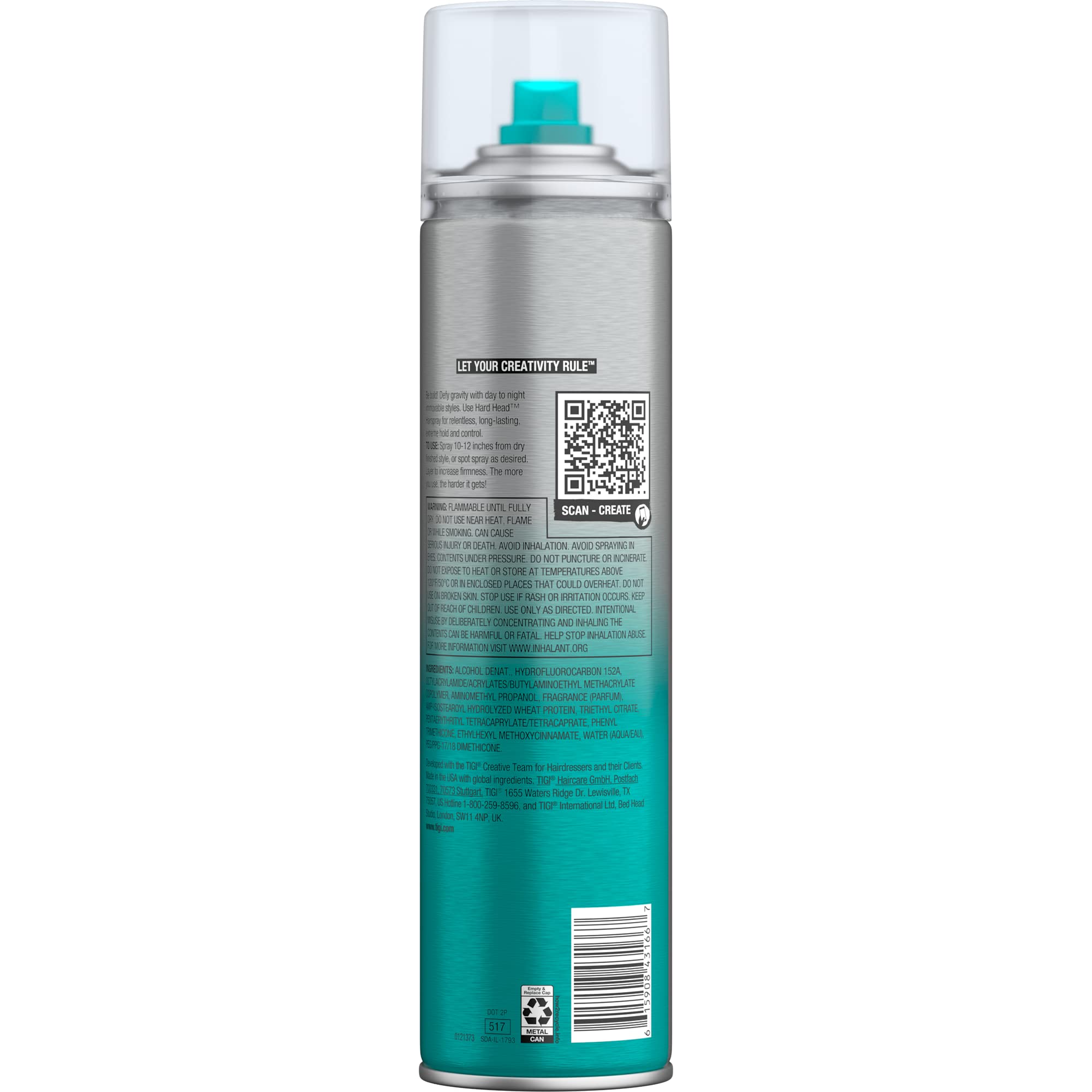 Foto 4 pulgar | Hairspray Bed Head Hard Head, Fijación Extrafuerte, 345 Ml (paquete De 6) - Venta Internacional.