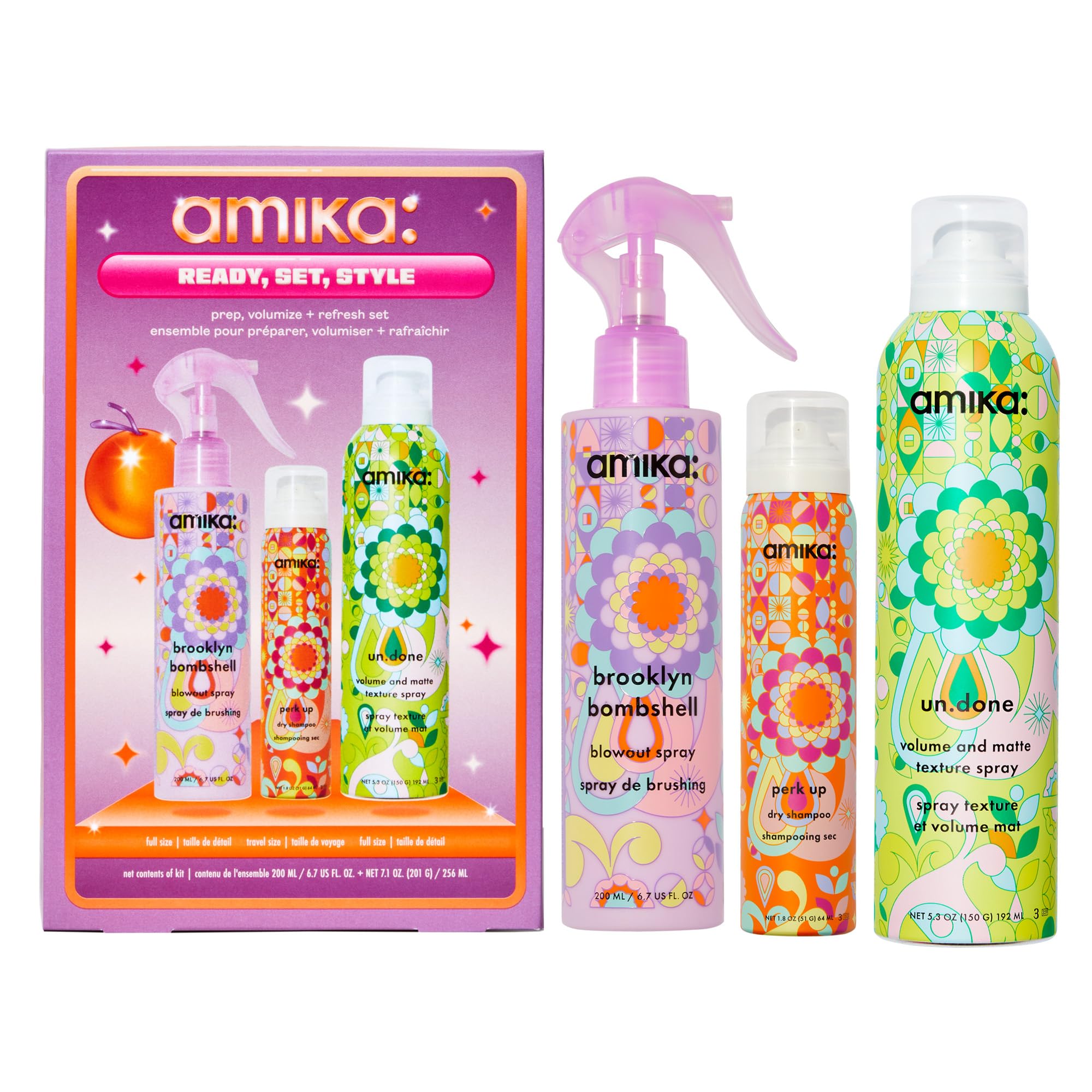 Set De Productos Para Preparar, Dar Volumen Y Refrescar Amika Ready Set Style - Venta Internacional.