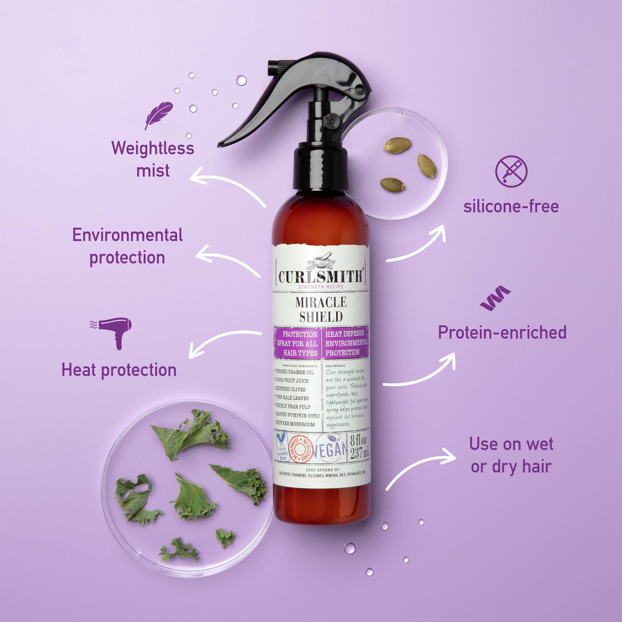 Foto 3 | Spray De Protección Capilar Curlsmith Miracle Shield 240 Ml - Venta Internacional.