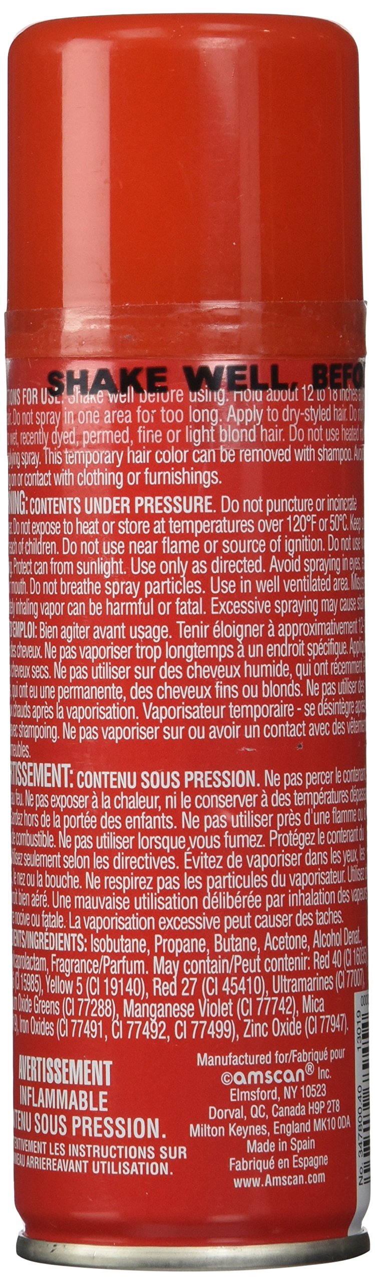 Foto 4 pulgar | Spray Para El Cabello Amscan Hipoalergénico Rojo 90 Ml Perfect Party - Venta Internacional.