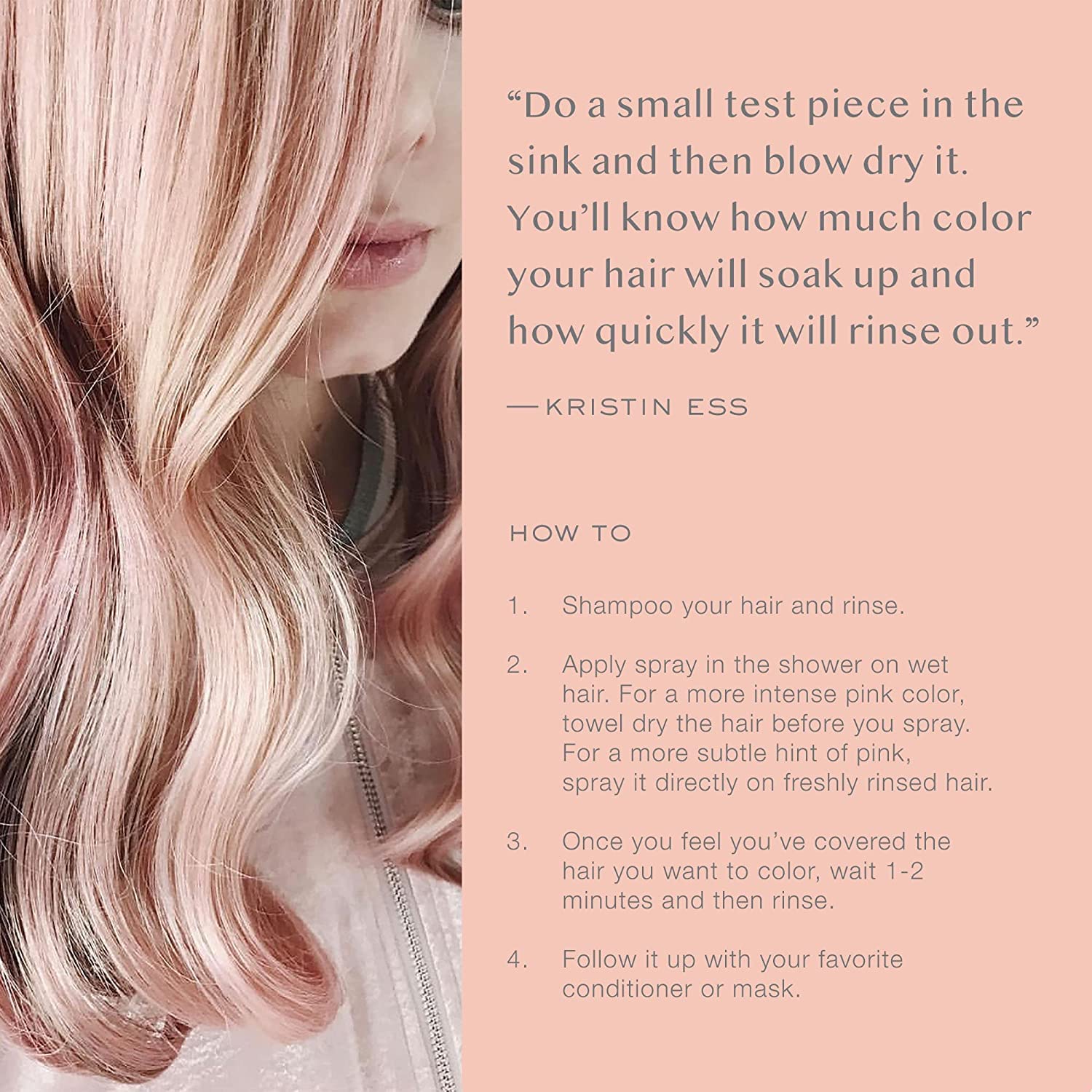 Foto 2 | Spray Temporal Para Teñir El Cabello Kristin Ess Rose Gold 207 Ml - Venta Internacional.
