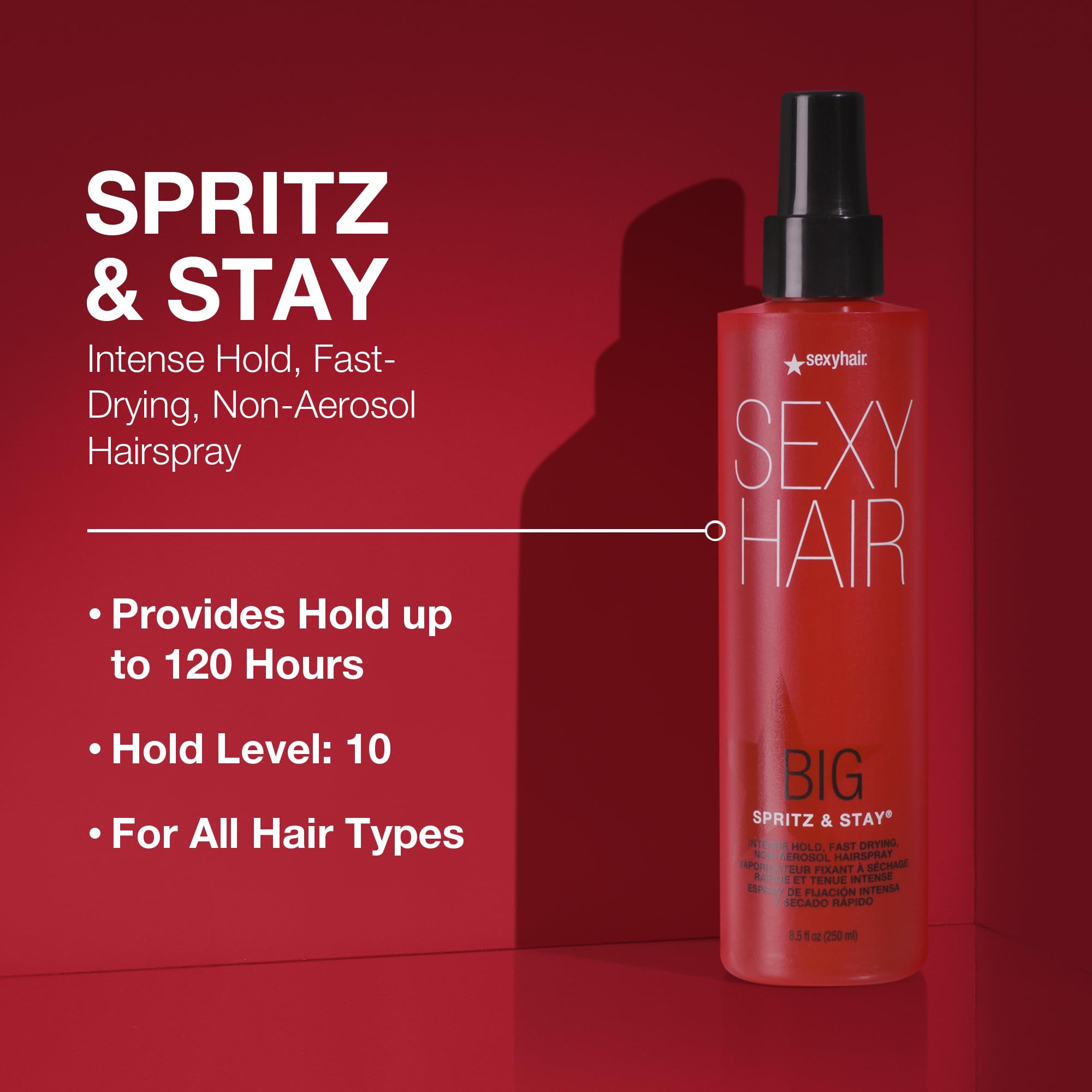 Foto 4 pulgar | Laca Para El Cabello Sexyhair Big Spritz & Stay Intense Hold 250 Ml - Venta Internacional.