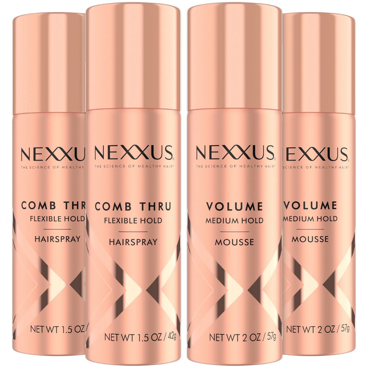 Paquete De 4 Laca Y Mousse Para El Cabello Nexxus Travel Hair Care - Venta Internacional.