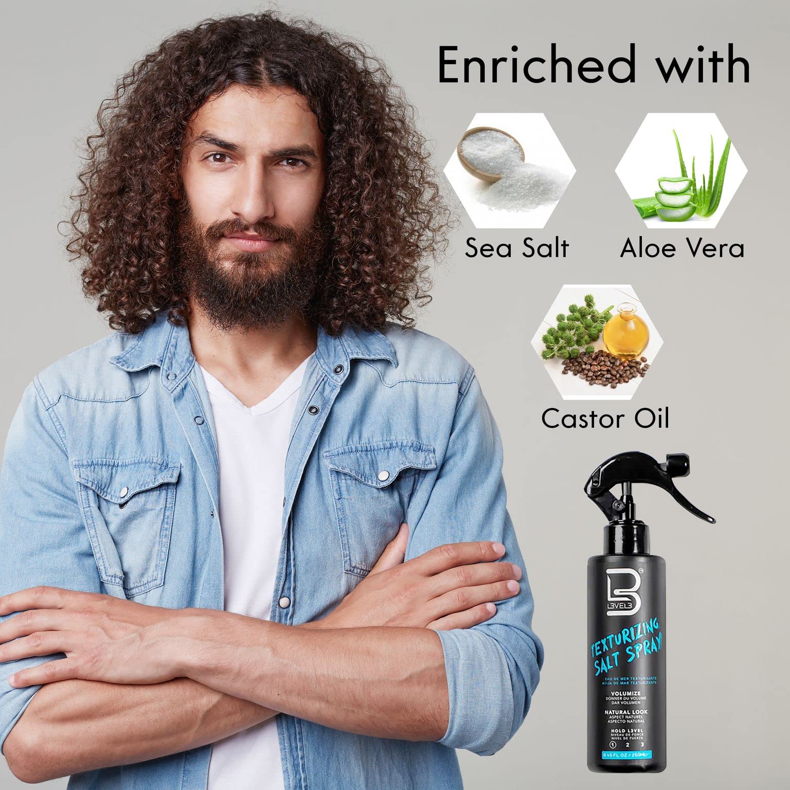 Foto 4 | Spray Texturizante De Sal Marina L3  Nivel 3  Acabado Casual Para Cabello - Venta Internacional.