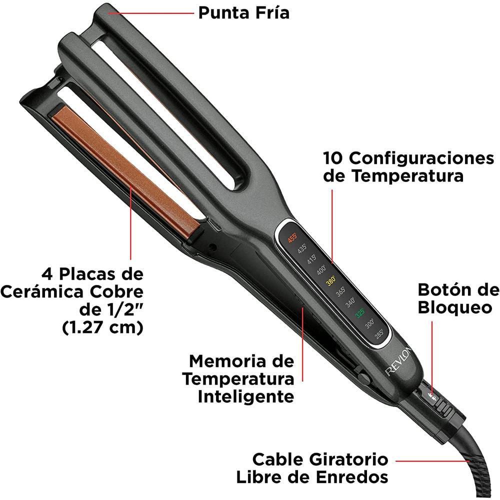 Foto 4 pulgar | Plancha Alaciadora de Pelo Revlon RVST2204LA1 color Negro Cerámica Cobre 1/2"