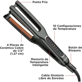 Foto 3 | Plancha Alaciadora de Pelo Revlon RVST2204LA1 color Negro Cerámica Cobre 1/2"