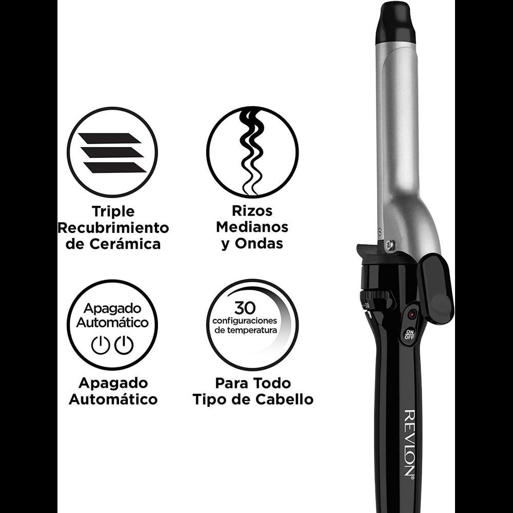 Foto 5 pulgar | Tenaza Rizadora Revlon color Negro Cerámica 1 Pulgada