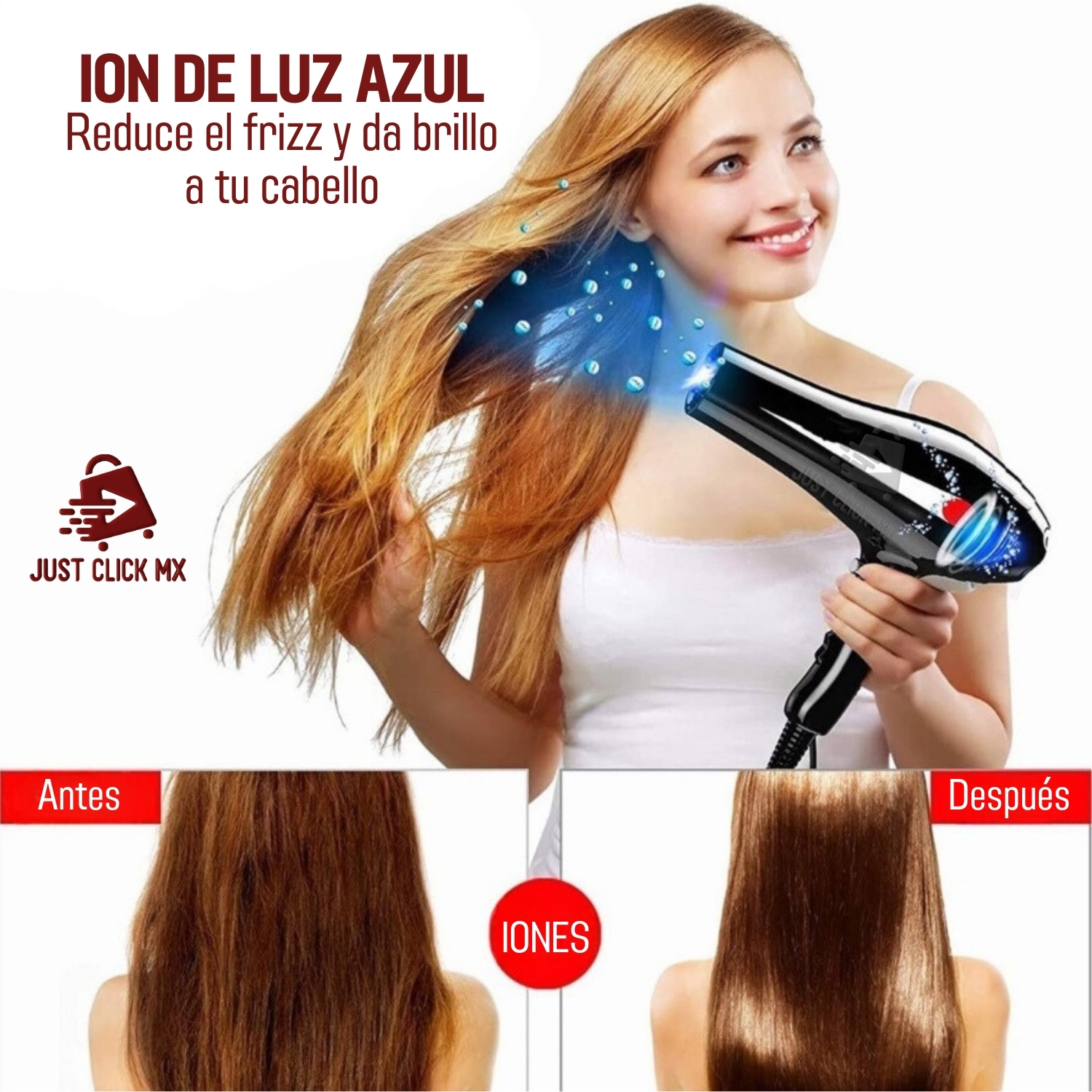 Foto 3 | Secador de Cabello 2 en 1 JustClick MX con Voluminizador de Rizos