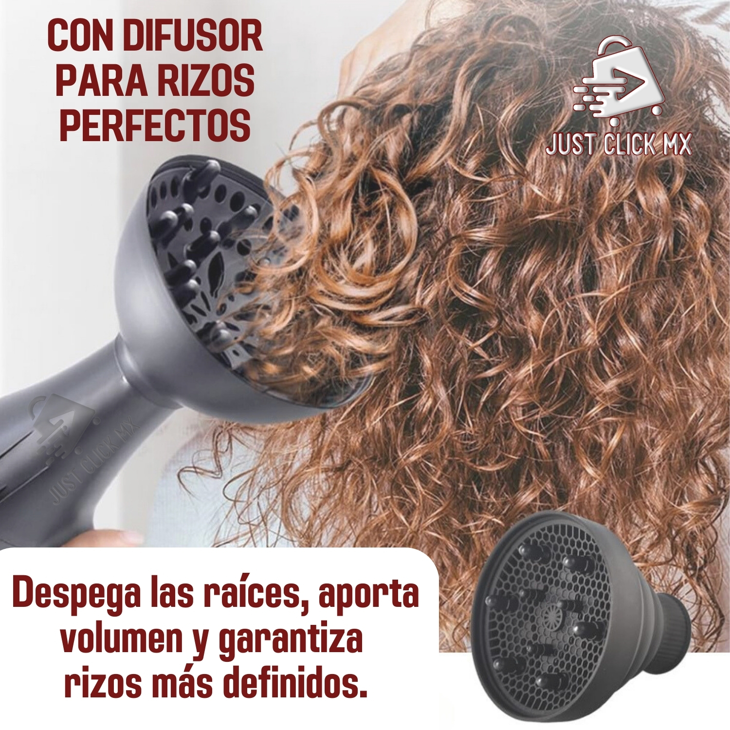 Foto 6 pulgar | Secador de Cabello 2 en 1 JustClick MX con Voluminizador de Rizos
