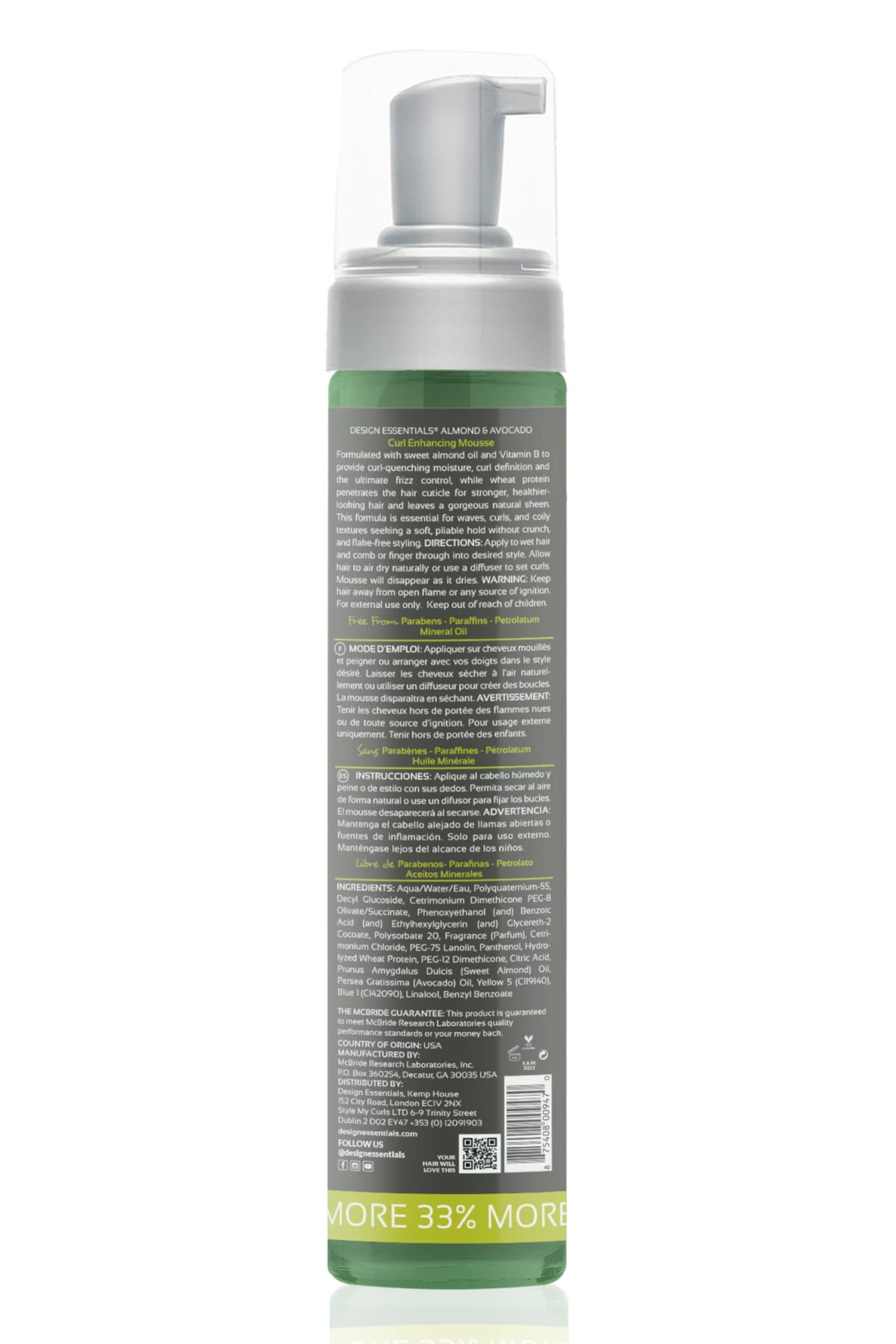 Foto 4 | Mousse Realzadora De Rizos Design Essentials Con Almendras Y Aguacate, 300 Ml - Venta Internacional.