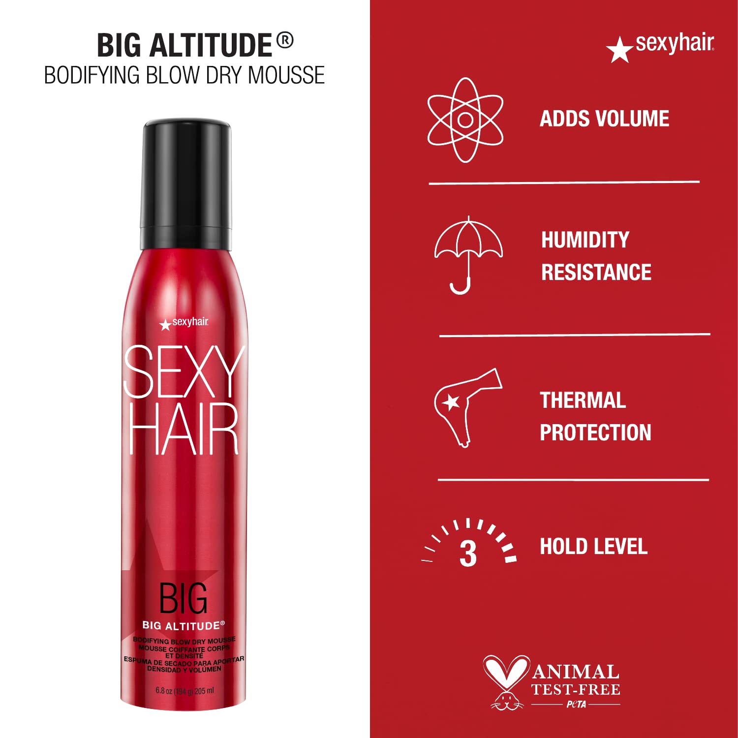 Foto 4 pulgar | Mousse Para Secar Con Secador Sexyhair Big Altitude, 200 Ml - Venta Internacional.