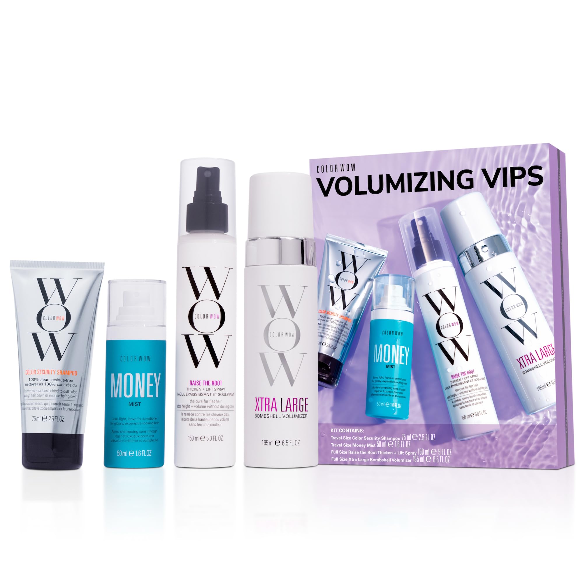 Kit Voluminizador Color Wow Vips Con Champú, Bruma Y Aerosol - Venta Internacional.