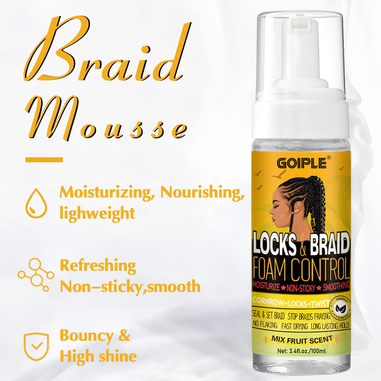 Foto 3 pulgar | Set de Espuma Braid Foam Mousse y Aceite para el Crecimiento del Cabello Goiple - Venta Internacional
