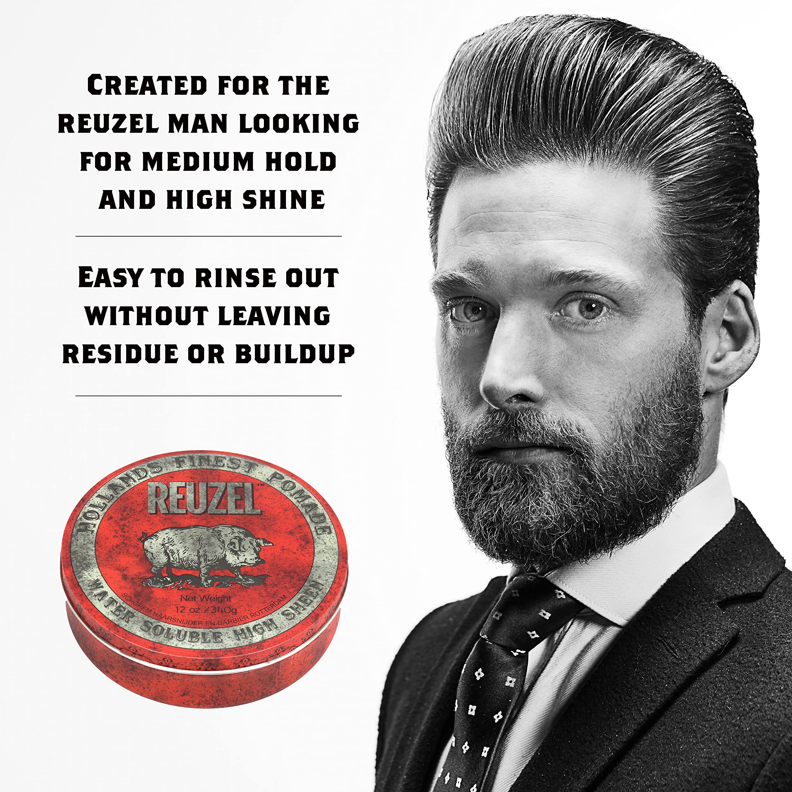 Foto 3 pulgar | Pomade Reuzel Red Soluble En Agua De Alto Brillo Para Hombre - Venta Internacional.