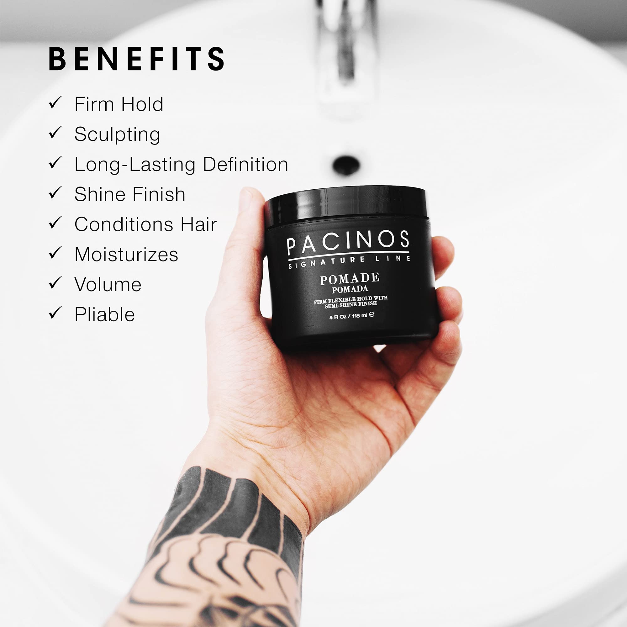 Foto 4 pulgar | Pomade Pacinos Flexible Hold Frizz Control High Shine 120 Ml - Venta Internacional.