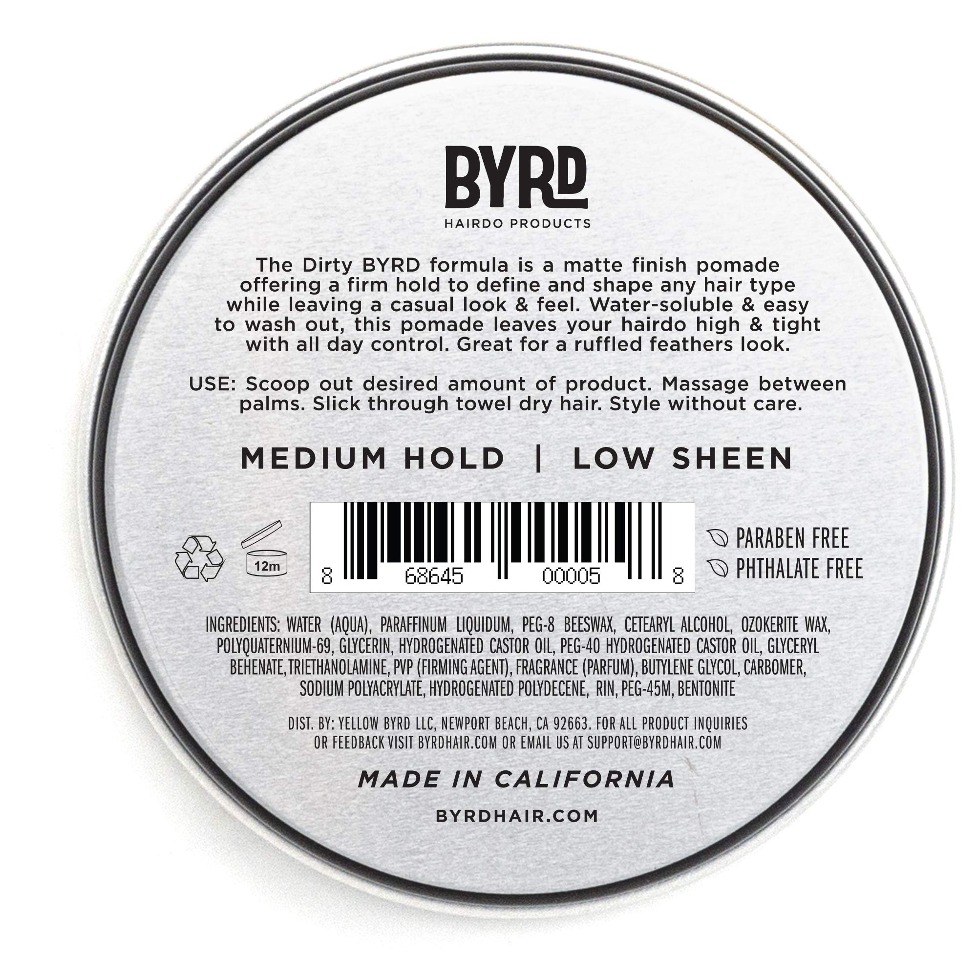Foto 3 pulgar | Peinado Matte Pomade Byrd, 1 Paquete, Fijación Media, 45 Ml, Para Todo El Cabello - Venta Internacional.
