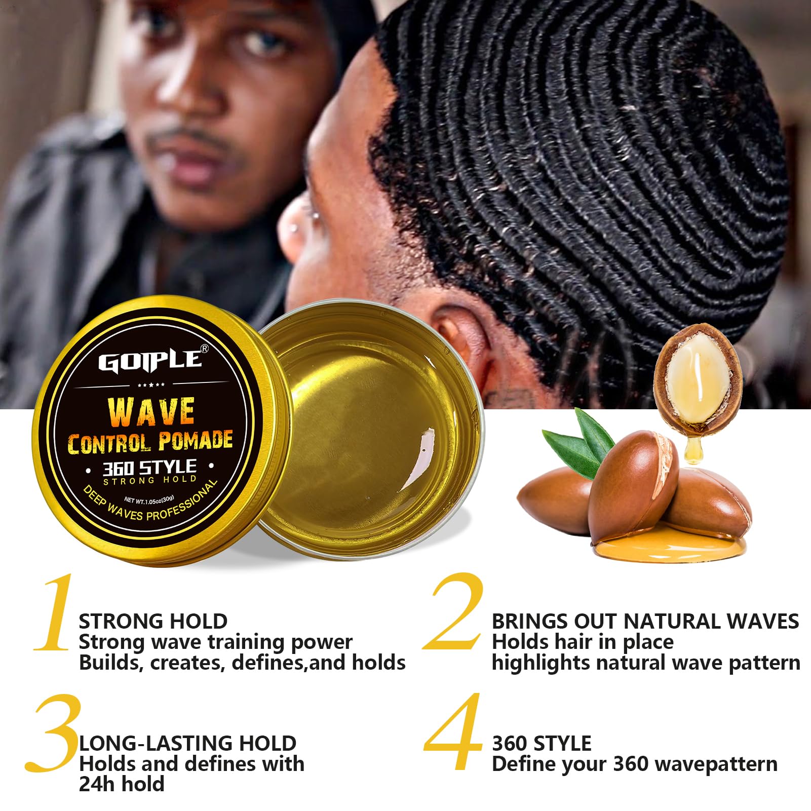 Foto 4 pulgar | Set de Cuidado del Cabello Goiple 360 Wave Shampoo Pomade Wave Brush - Venta Internacional