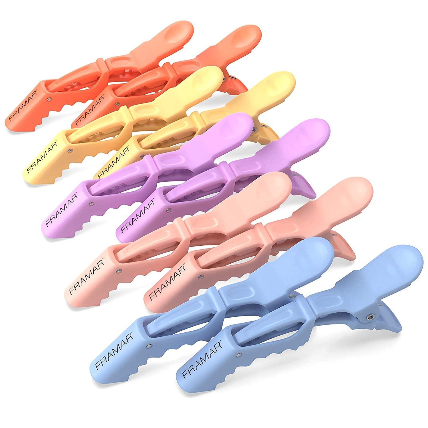 Pinzas Para El Cabello Framar Pastel Alligator, Paquete De 10 Unidades, Calidad Salón - Venta Internacional.