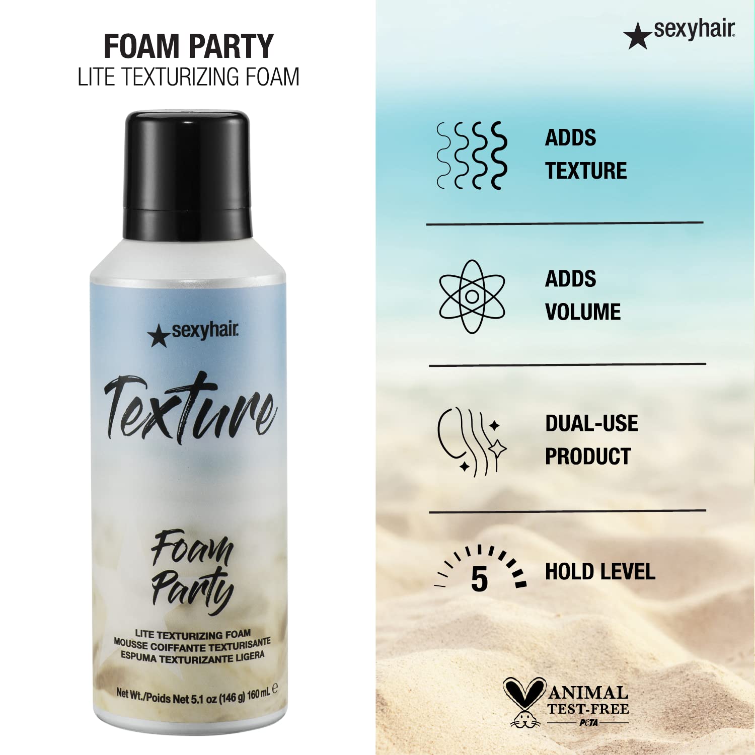 Foto 5 pulgar | Espuma Texturizante Sexyhair Texture Foam Party Lite 150 Ml - Venta Internacional.