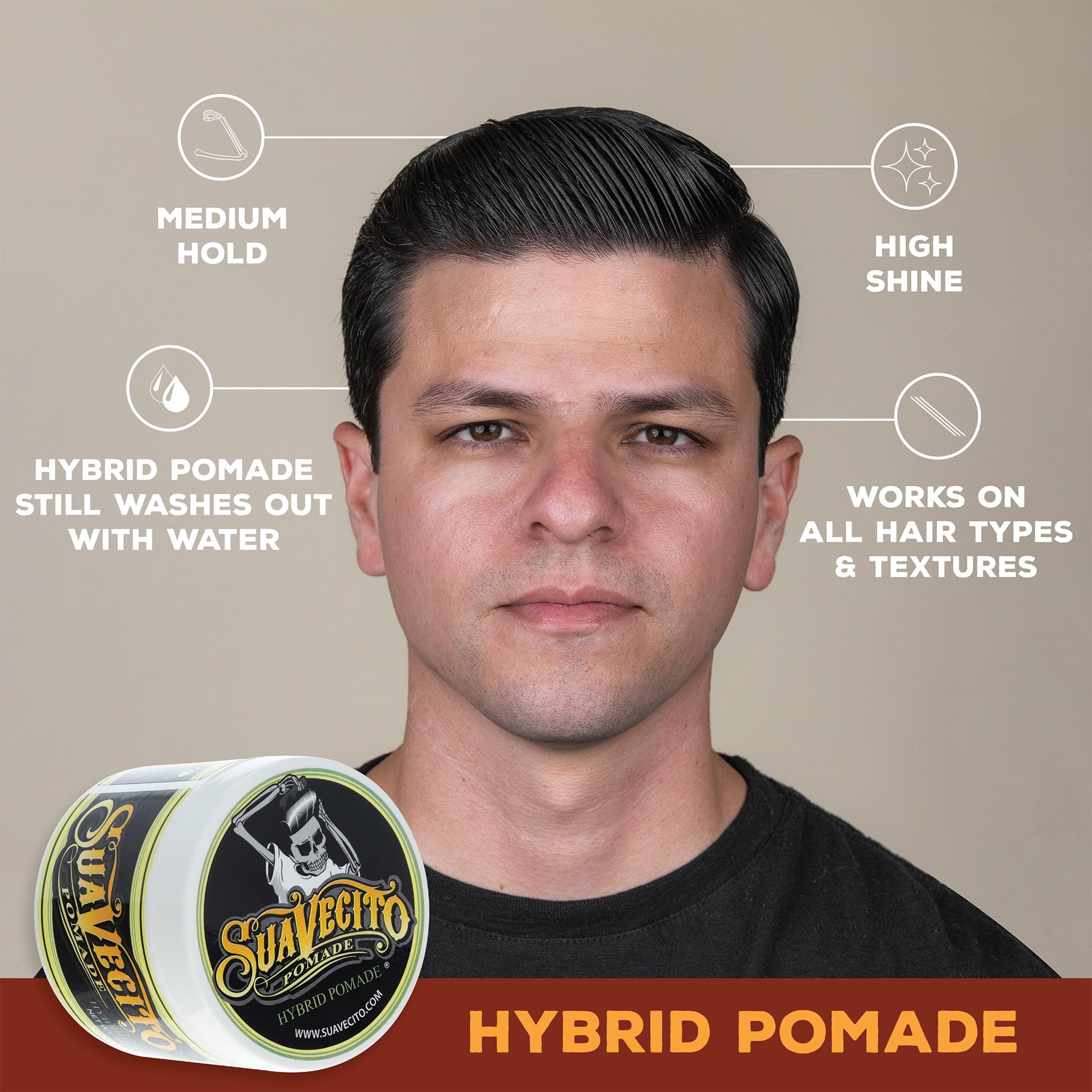 Foto 4 | Pomade Suavecito Hybrid, 118 Ml, Fijación Media Y Alto Brillo Para Hombre - Venta Internacional.