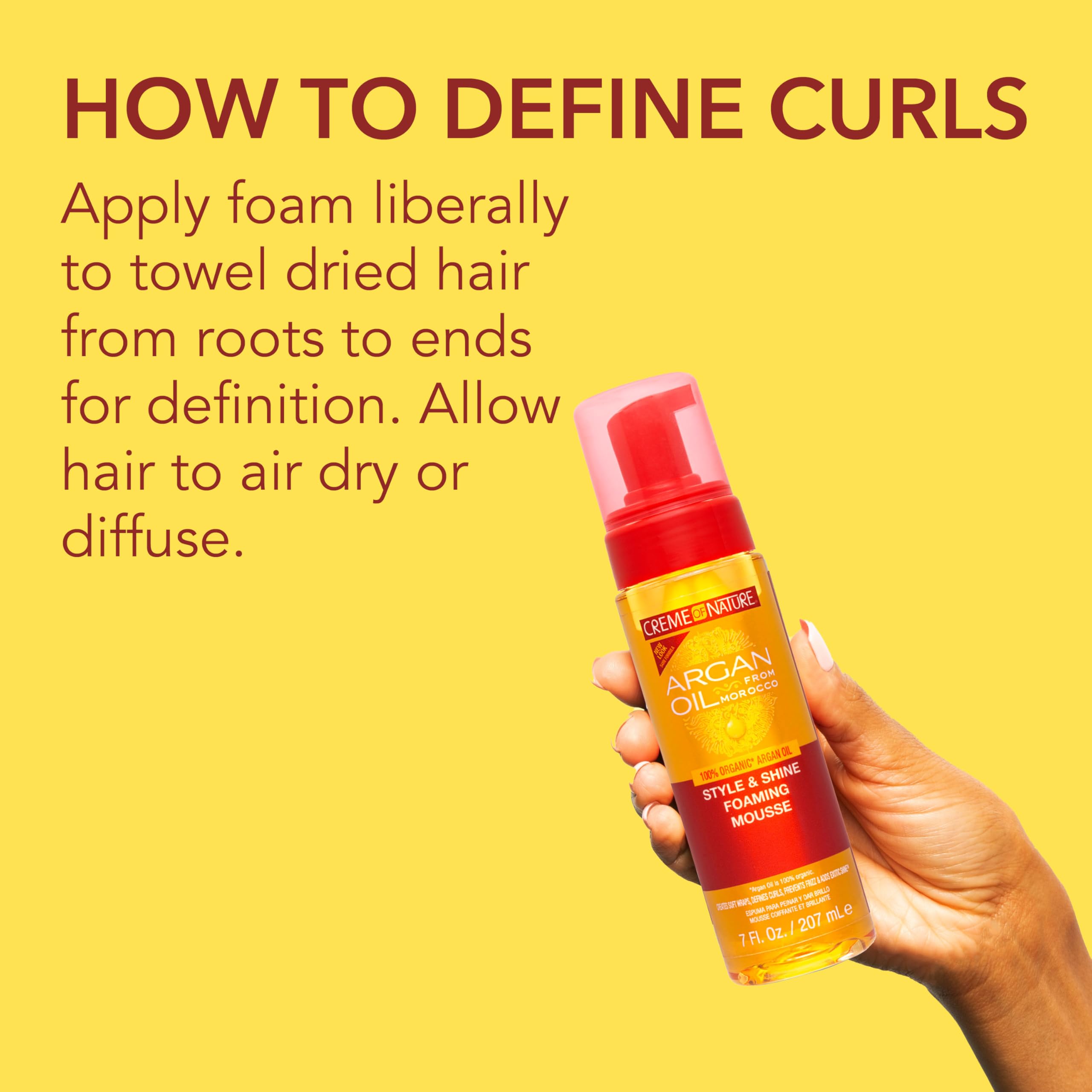 Foto 3 | Mousse Para Peinar Creme Of Nature Con Aceite De Argán Style & Shine, 200 Ml - Venta Internacional.