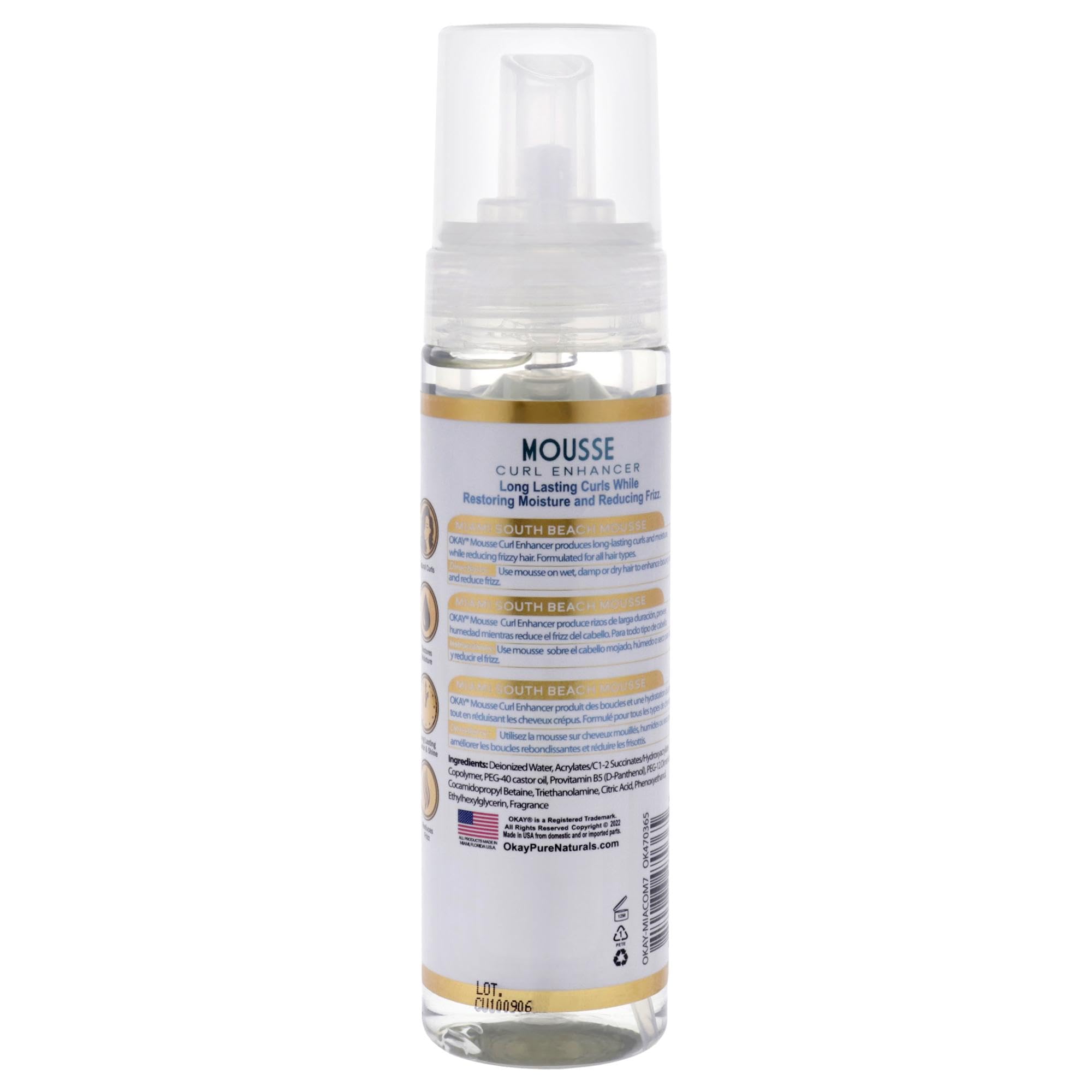 Foto 3 pulgar | Mousse Okay Miami South Beach Curls  220 Ml  Realzador De Rizos - Venta Internacional.