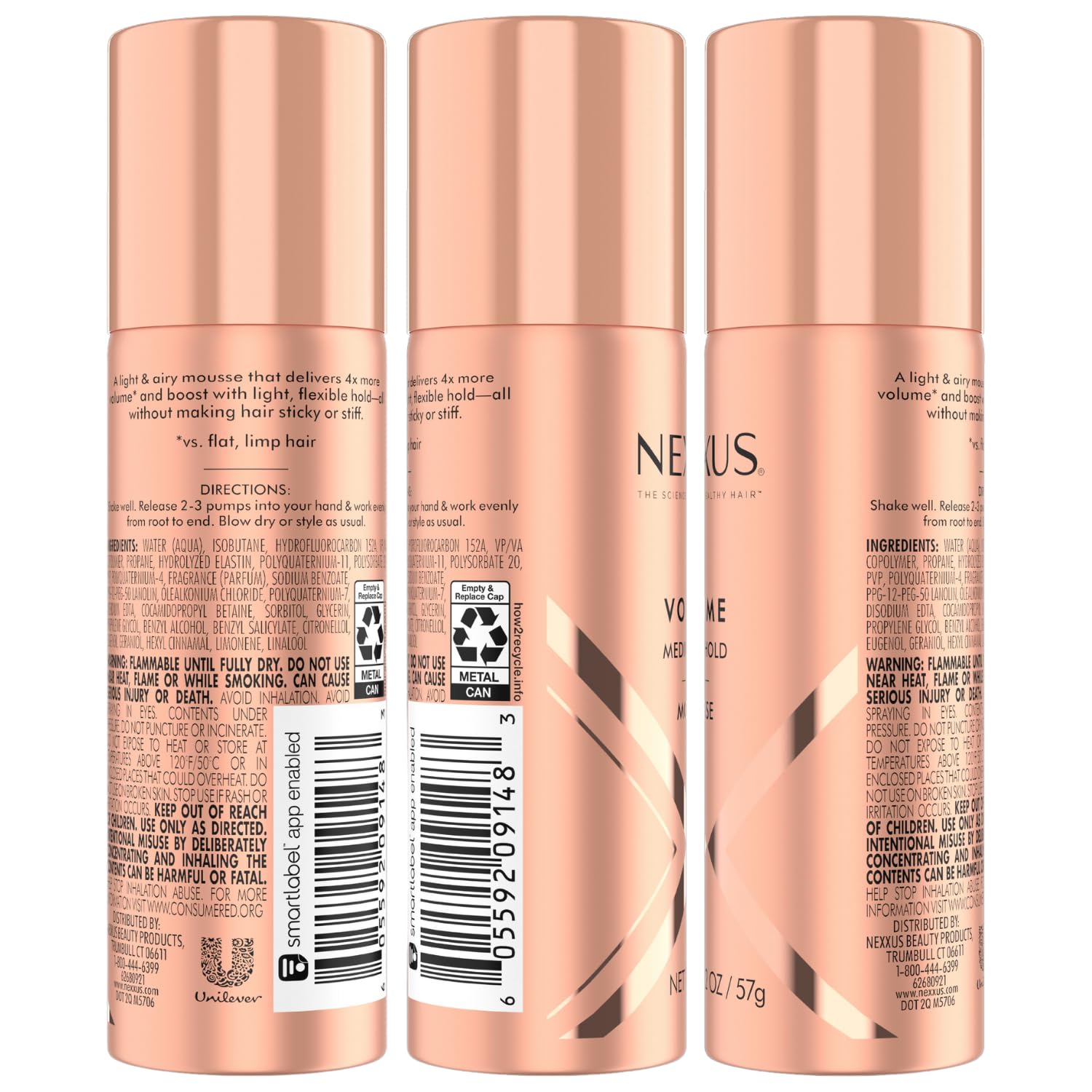 Foto 3 pulgar | Mousse Nexxus Travel Volume  Fijación Media  60 Ml  Paquete De 4 - Venta Internacional.