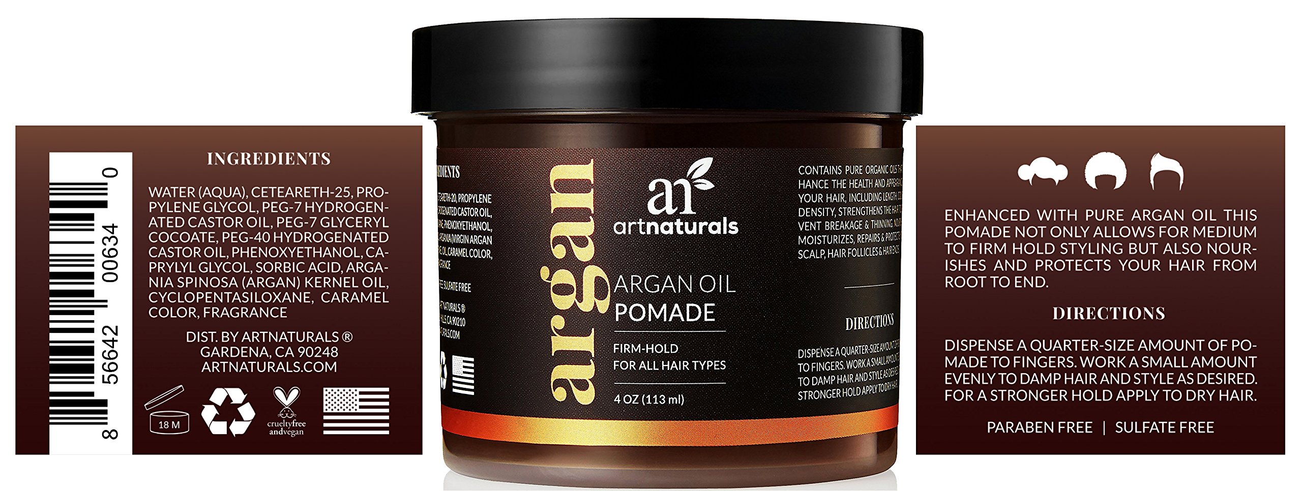 Foto 4 pulgar | Aceite De Argán Profesional Pomade Artnaturals  113 G  Fijación Fuerte - Venta Internacional.