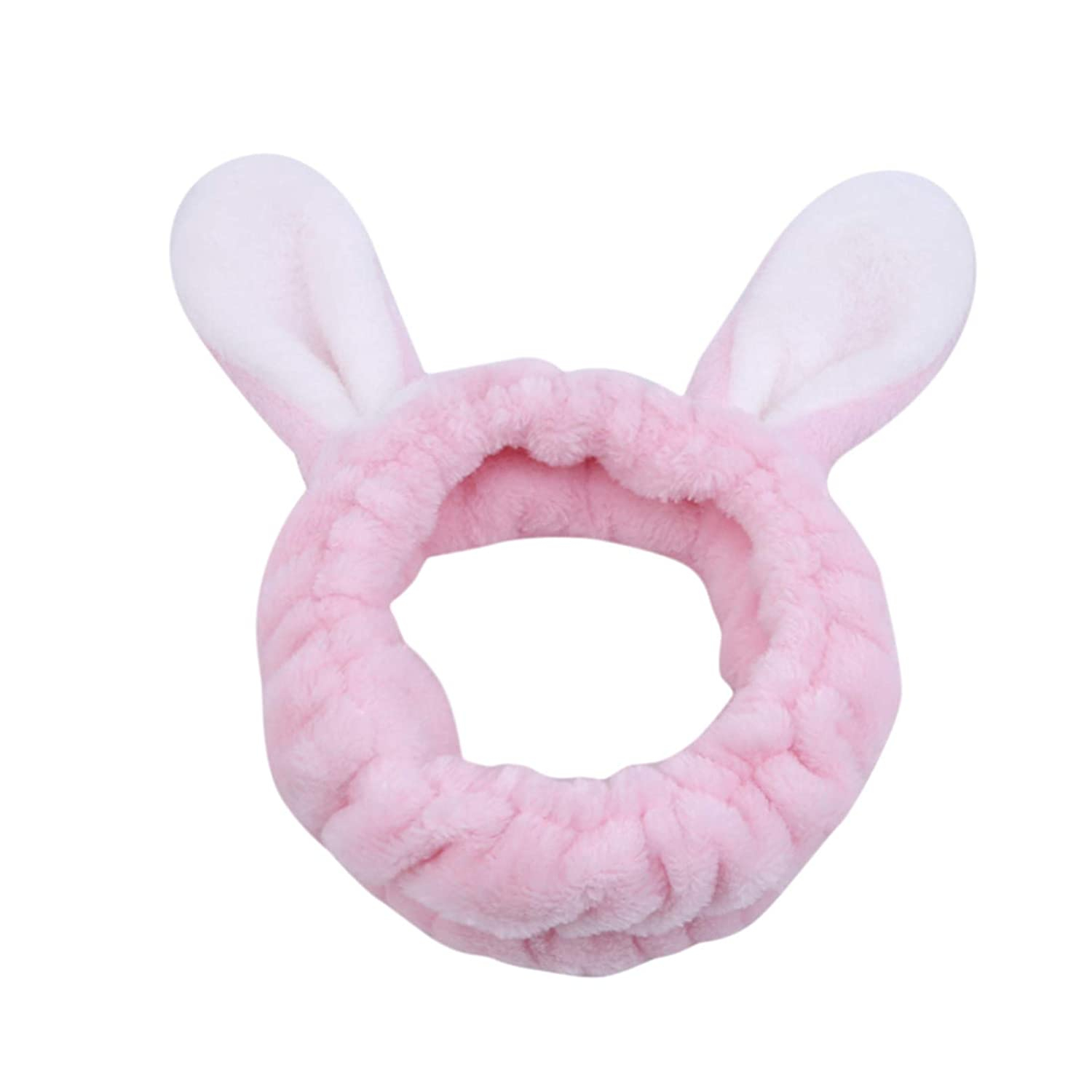 Foto 2 pulgar | Diadema De Maquillaje Huoguo  Forro Polar Coral  Para Mujer  Oreja De Conejo  Rosa - Venta Internacional.