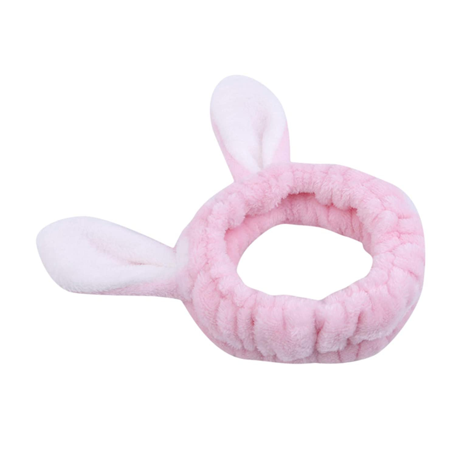 Foto 3 pulgar | Diadema De Maquillaje Huoguo  Forro Polar Coral  Para Mujer  Oreja De Conejo  Rosa - Venta Internacional.