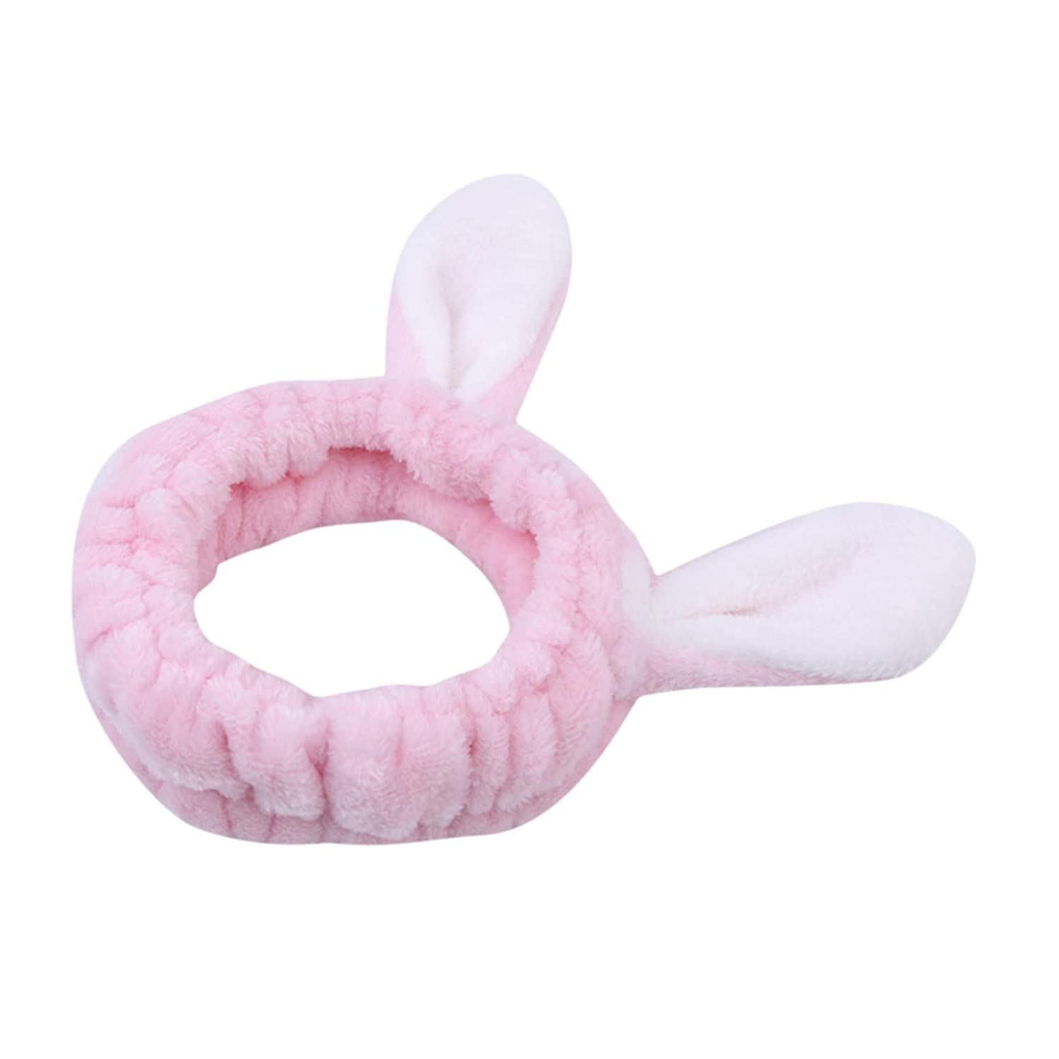 Foto 4 pulgar | Diadema De Maquillaje Huoguo  Forro Polar Coral  Para Mujer  Oreja De Conejo  Rosa - Venta Internacional.