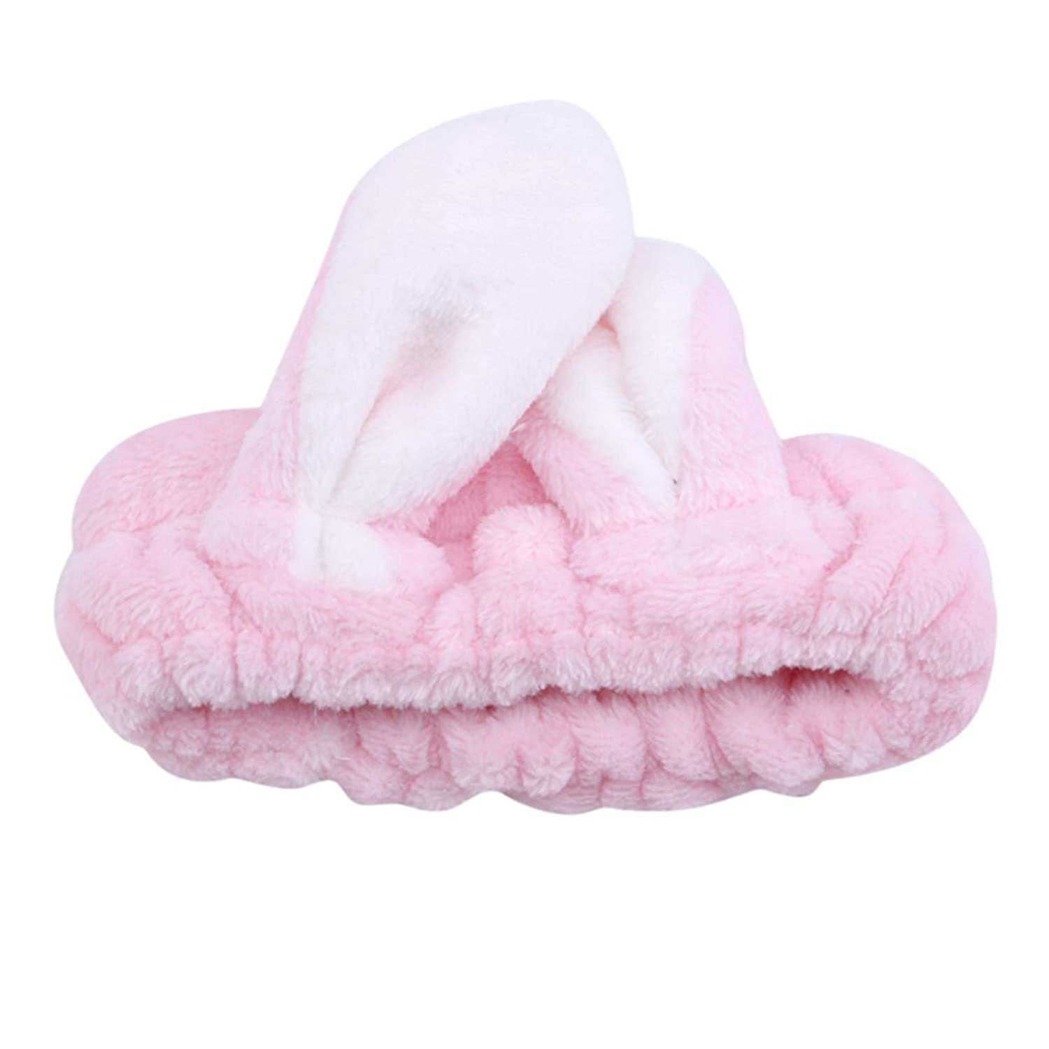 Foto 5 pulgar | Diadema De Maquillaje Huoguo  Forro Polar Coral  Para Mujer  Oreja De Conejo  Rosa - Venta Internacional.