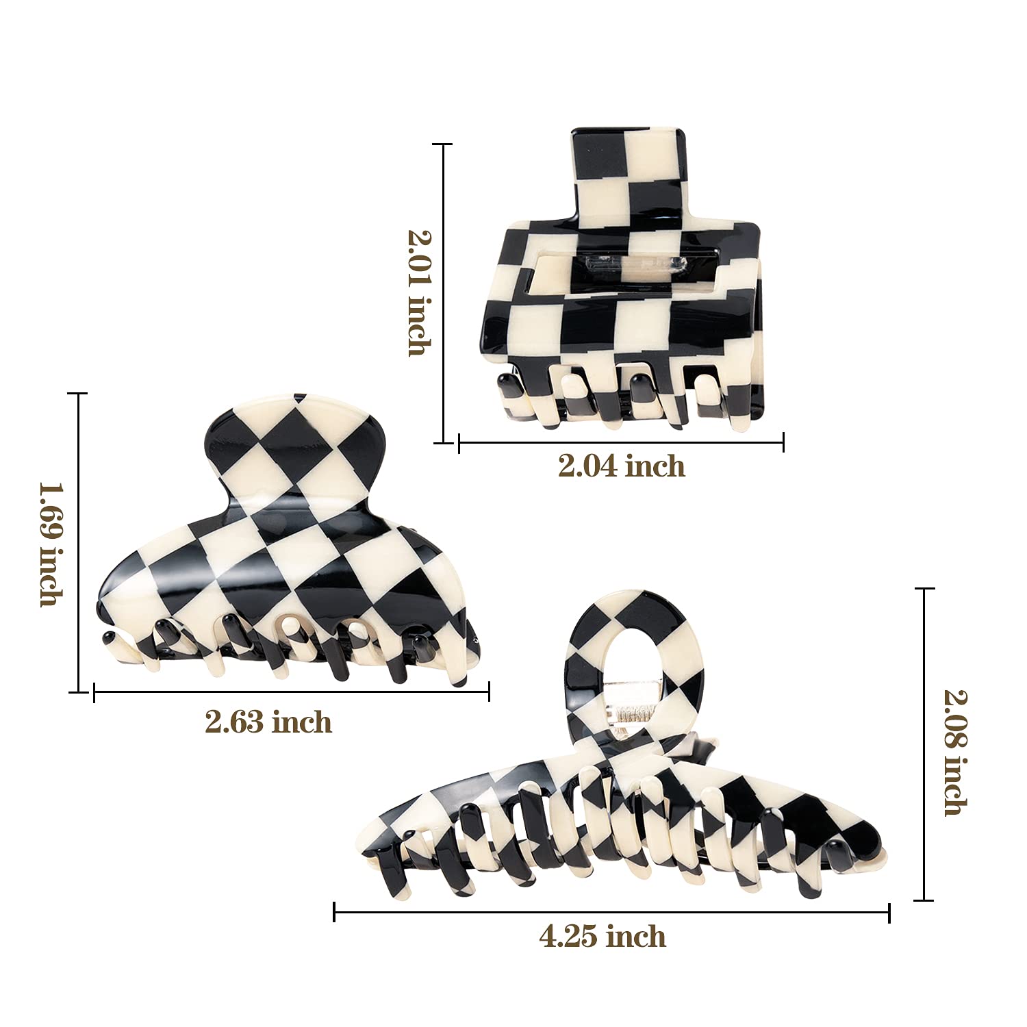 Pinzas Para El Pelo Huoguo Checker Claws Tortoise Para Mujer - Venta Internacional.