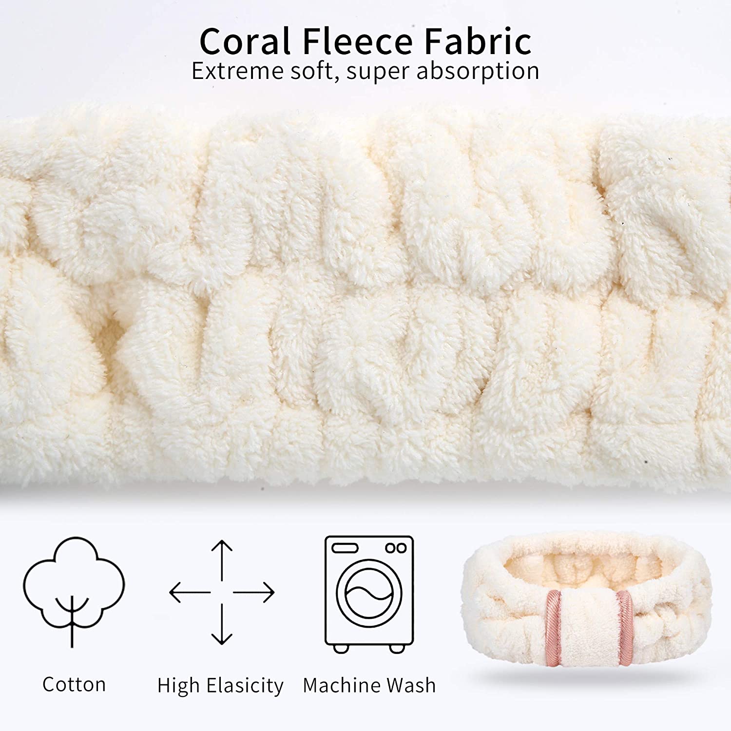 Paquete De 3 Diademas De Microfibra Para El Cuidado De La Piel Huoguo Para Spa - Venta Internacional.