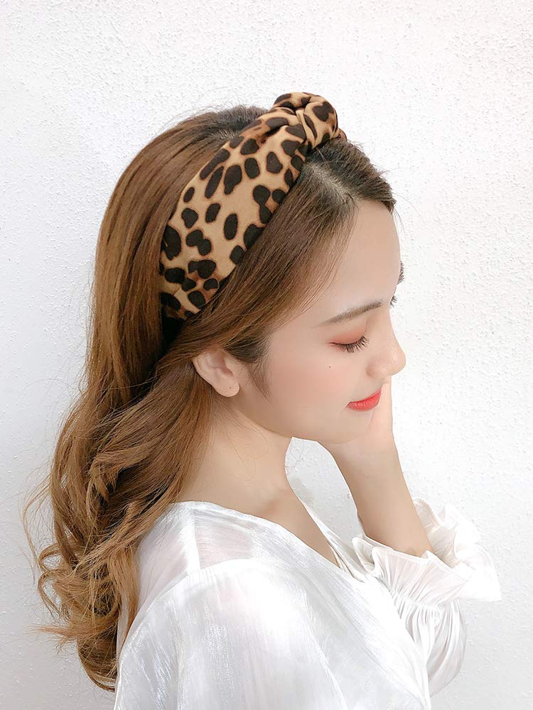 Foto 5 pulgar | Diadema Huoguo Con Estampado De Leopardo Y Lazo Ancho Anudado Para Mujer - Venta Internacional.