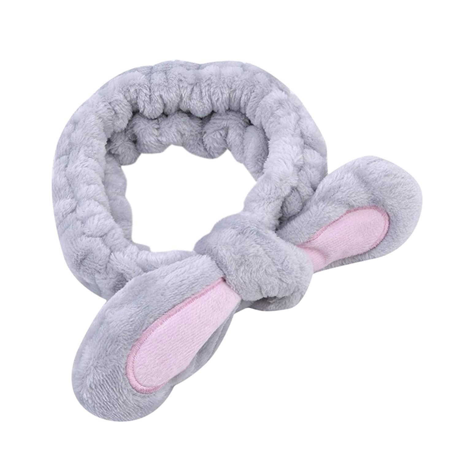 Foto 5 pulgar | Diadema Huoguo Soft Bow Con Orejas De Conejo Para Mujer  Color Gris - Venta Internacional.