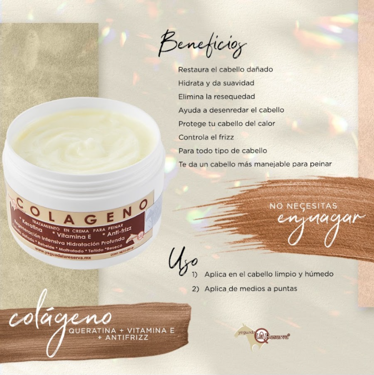 Foto 2 | Tri Pack Colágeno Crema Para Peinar Yeguada La Reserva. Crema Para Cabello Con Keratina Y Vitamina E (3 Pieza)