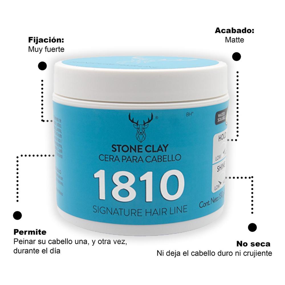 Foto 4 pulgar | Stone Clay Pomade Cera Para Cabello Fijación Muy Alta 1810