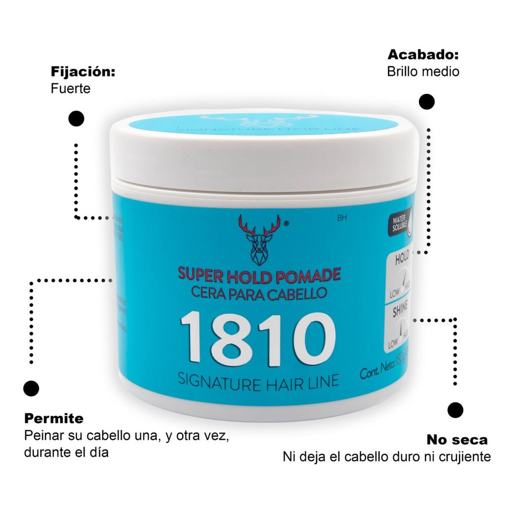 Foto 3 pulgar | Kit X 2 Super Hold Pomade 1810 Cera Para Cabello Alta Fijac