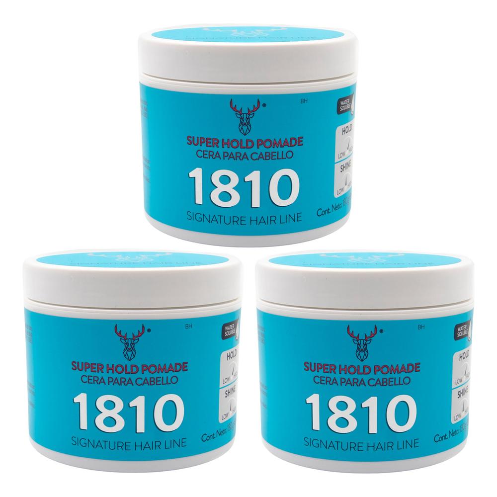 Foto 2 pulgar | Kit X 3 Super Hold Pomade 1810 Cera Para Cabello Alta Fijac