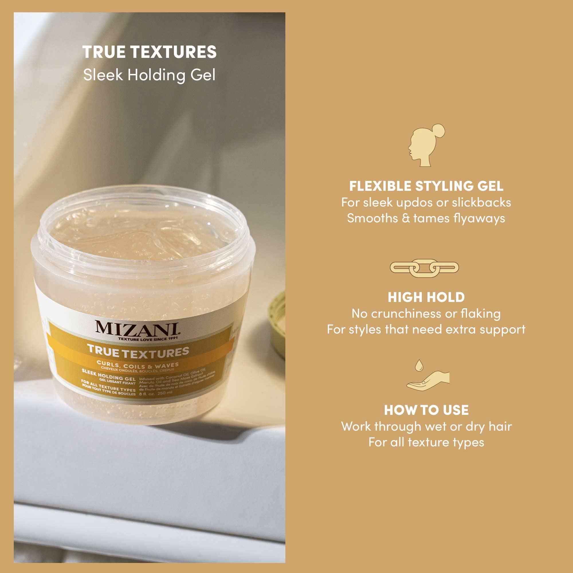 Foto 3 pulgar | Cream Mizani True Textures Coil Stretch 250 Ml Soft Hold Hold - Venta Internacional.