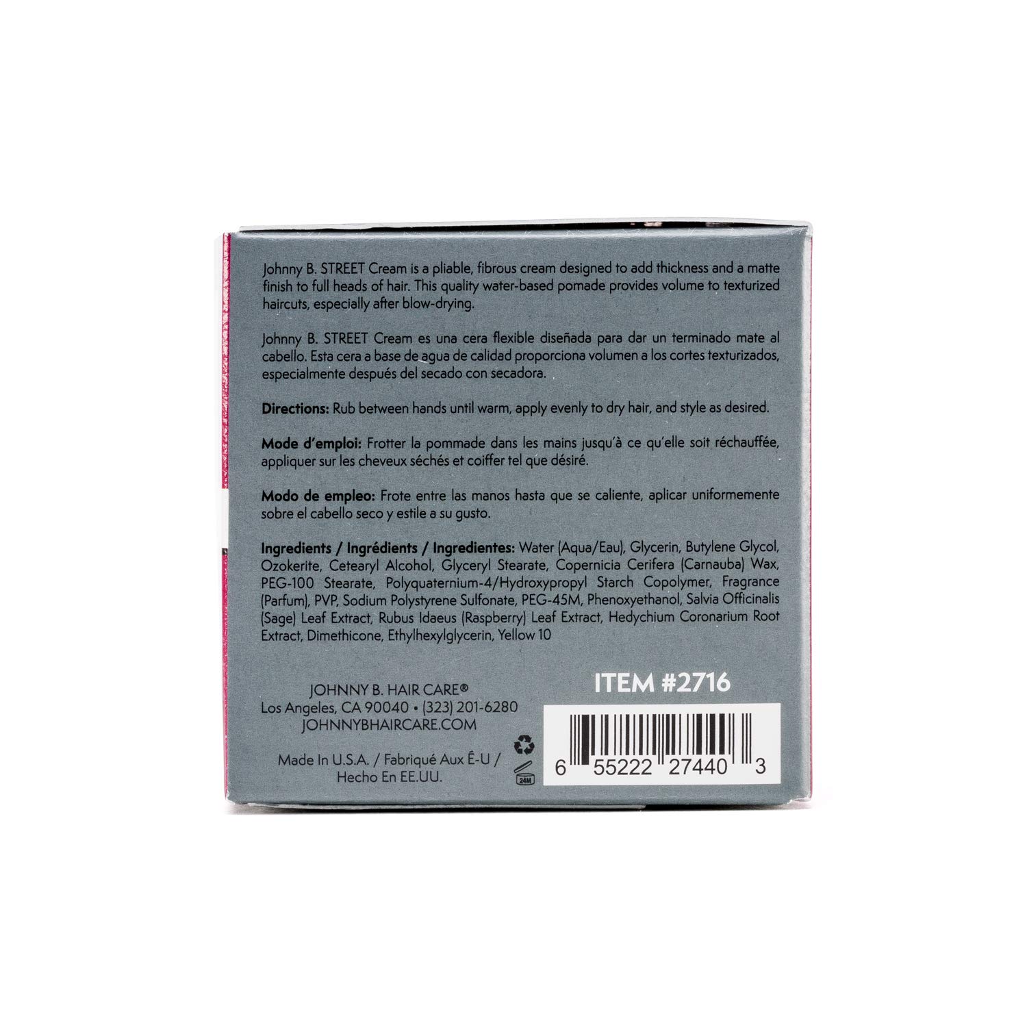 Foto 3 pulgar | Crema Para El Cabello Johnny B. Street 90 Ml Hold 8/10 Con Acabado Mate - Venta Internacional.