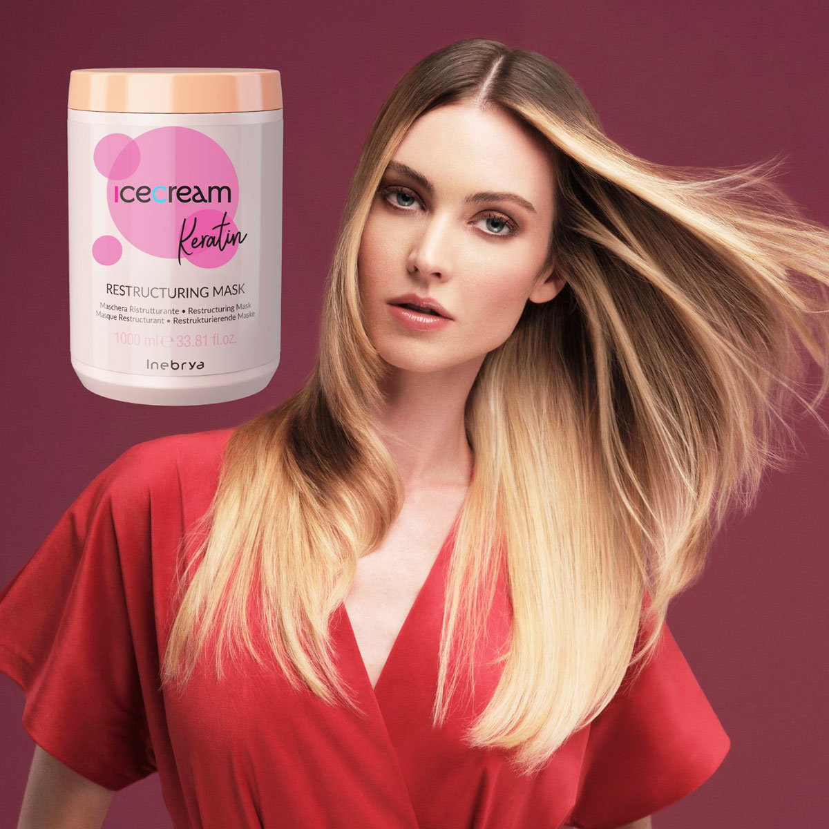 Foto 5 pulgar | Mascarilla Inebrya Keratin 1000ml Reestructuración Y Brillo