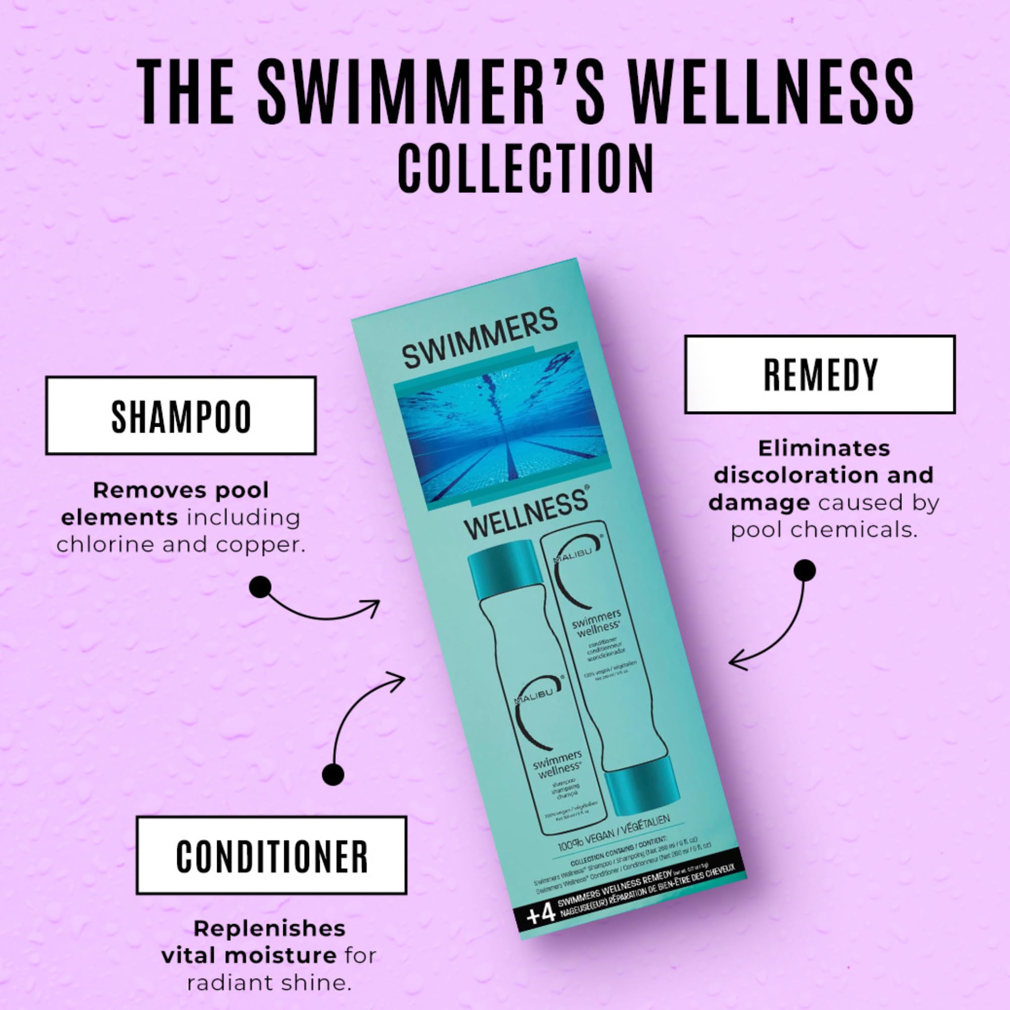 Foto 8 pulgar | Acondicionador Malibu C Swimmers Wellness Hidratante 265 Ml - Venta Internacional.