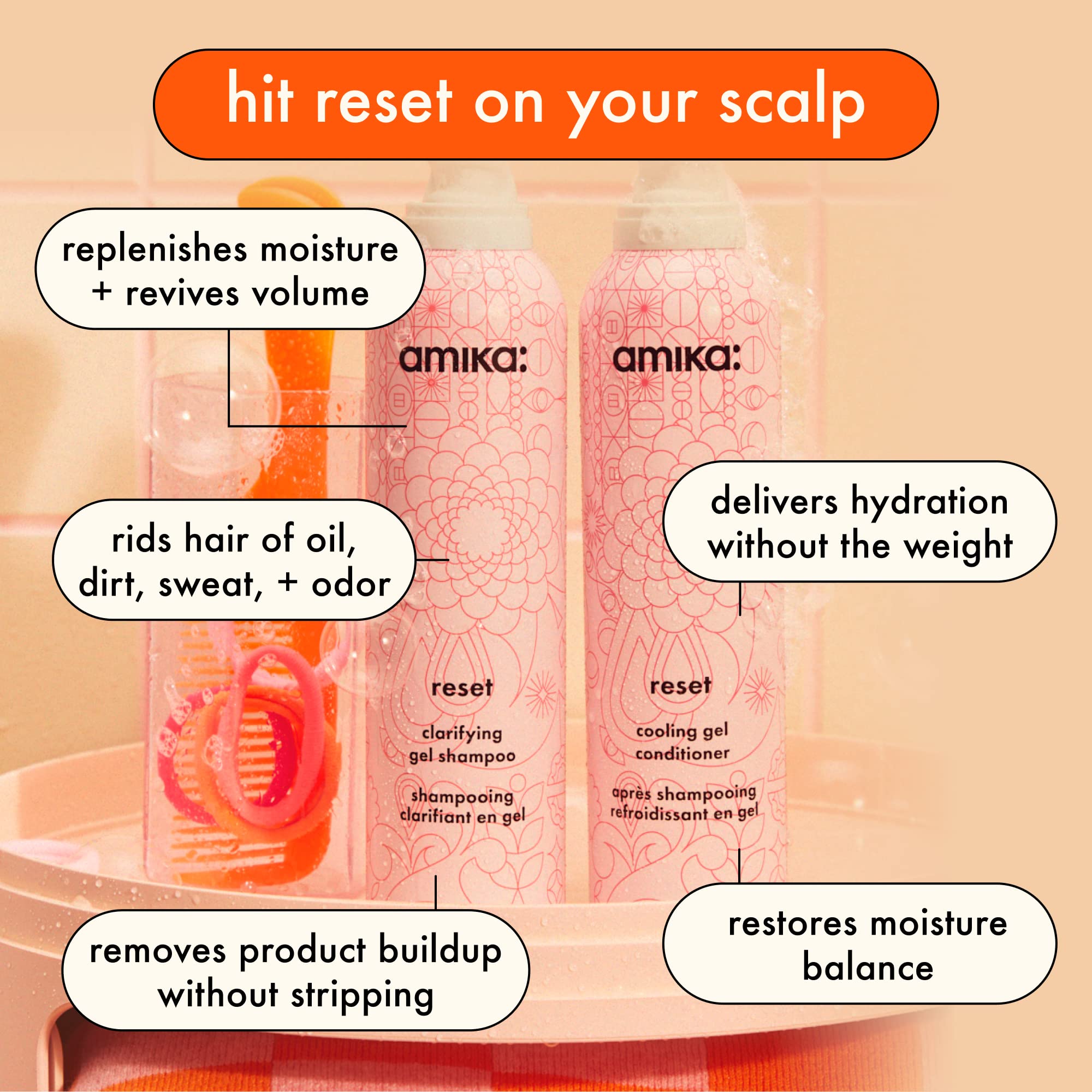 Foto 2 | Acondicionador Amika Reset Gel Refrescante Para Cabello Graso - Venta Internacional.