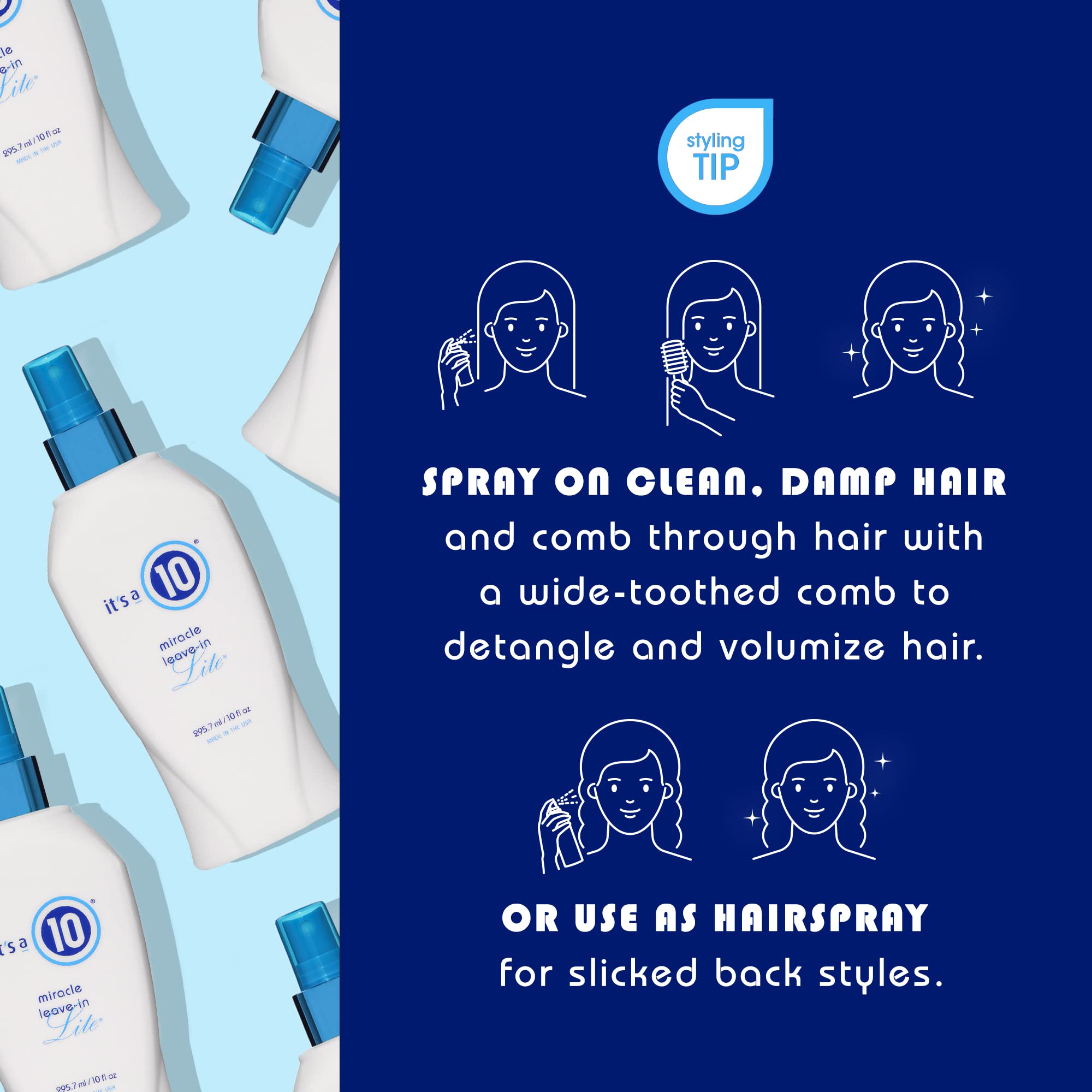 Foto 5 pulgar | Laca Para El Cabello It's A 10 Miracle Leave-in Lite, 295 Ml, Unisex - Venta Internacional.
